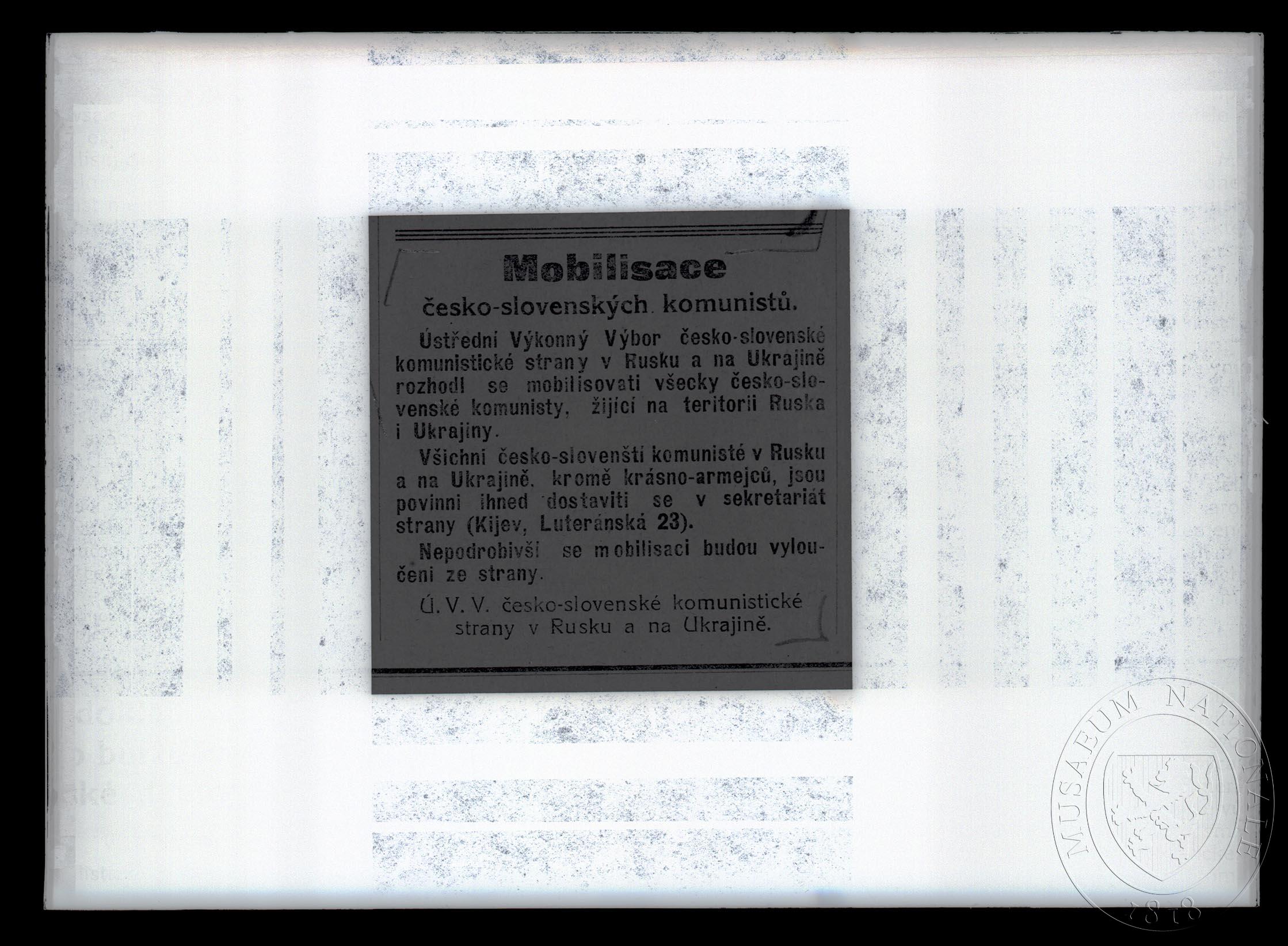 Náhledový obrázek Zpráva Mobilisace česko-slovenských komunistů - 1