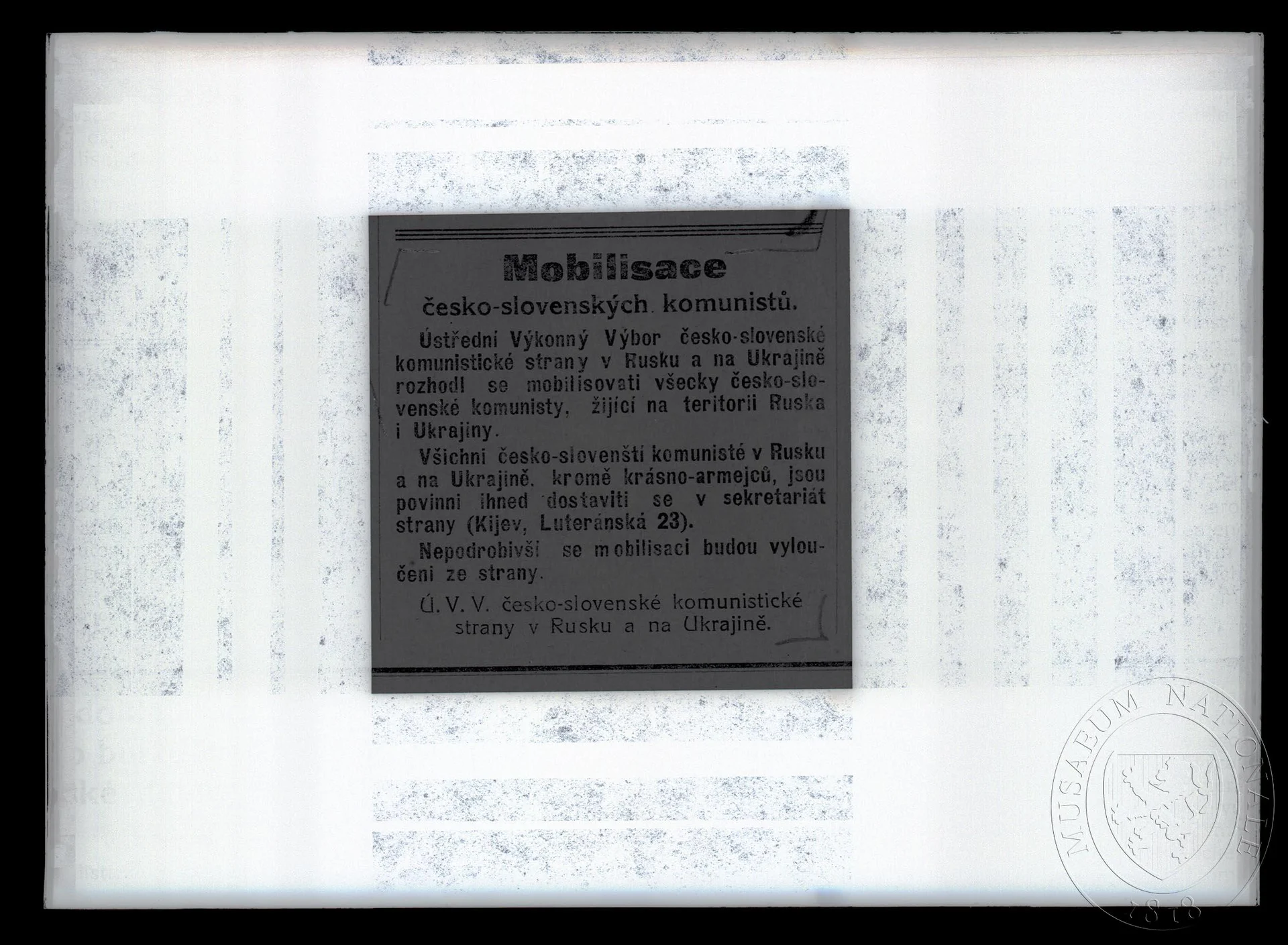 Obrázek Zpráva Mobilisace česko-slovenských komunistů