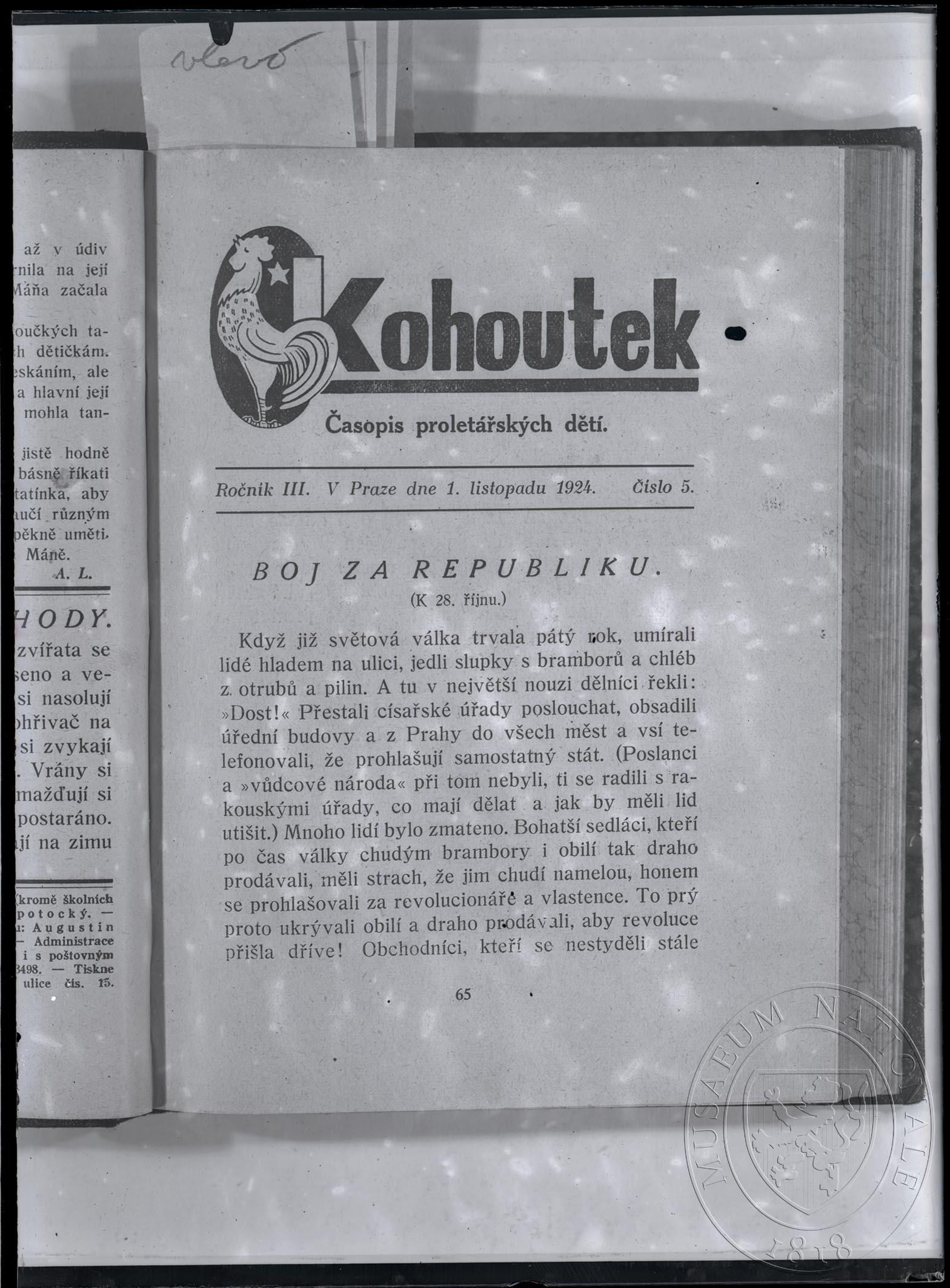 Náhledový obrázek Časopis, Kohoutek - 1