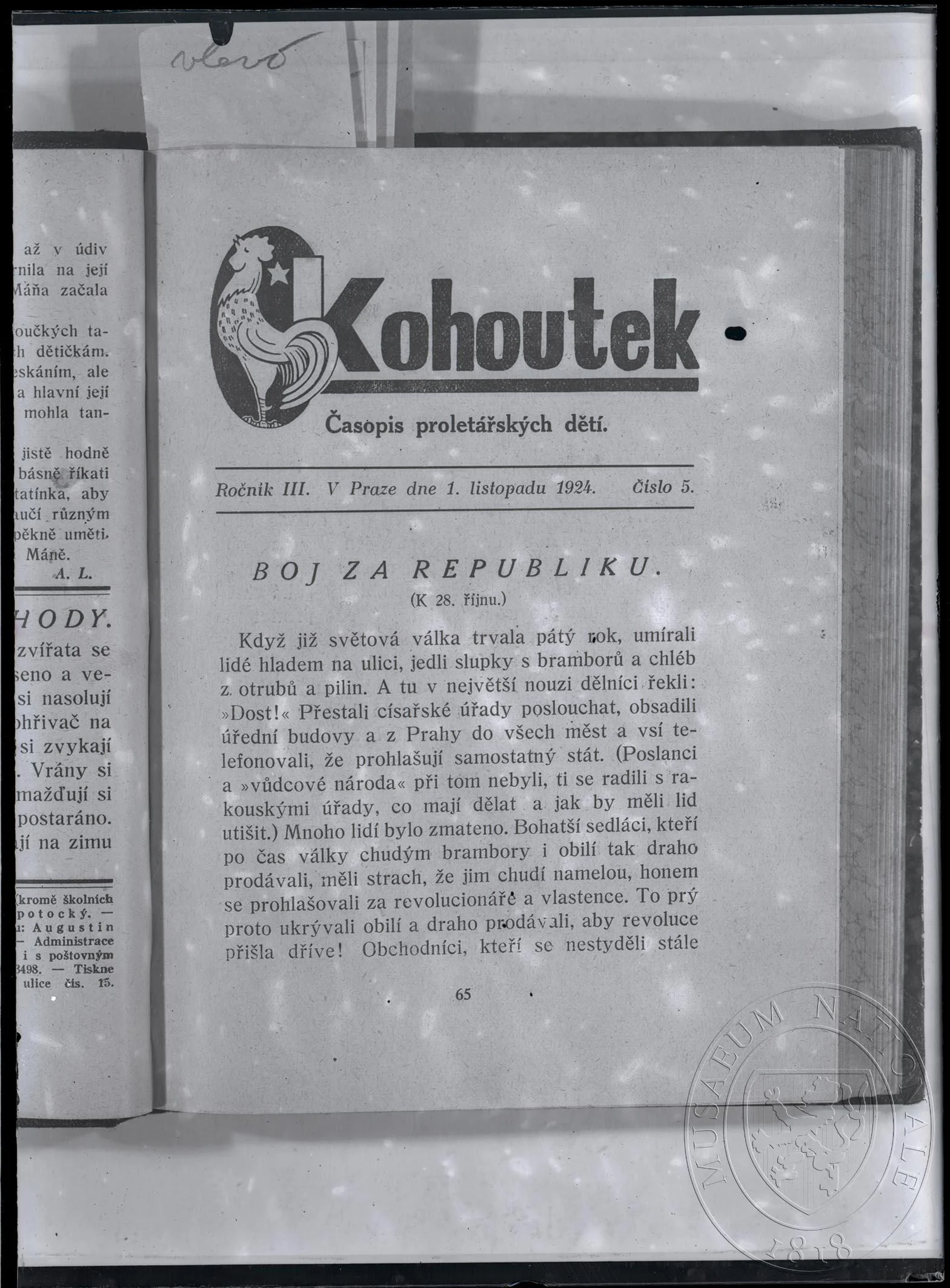 Obrázek Časopis, Kohoutek