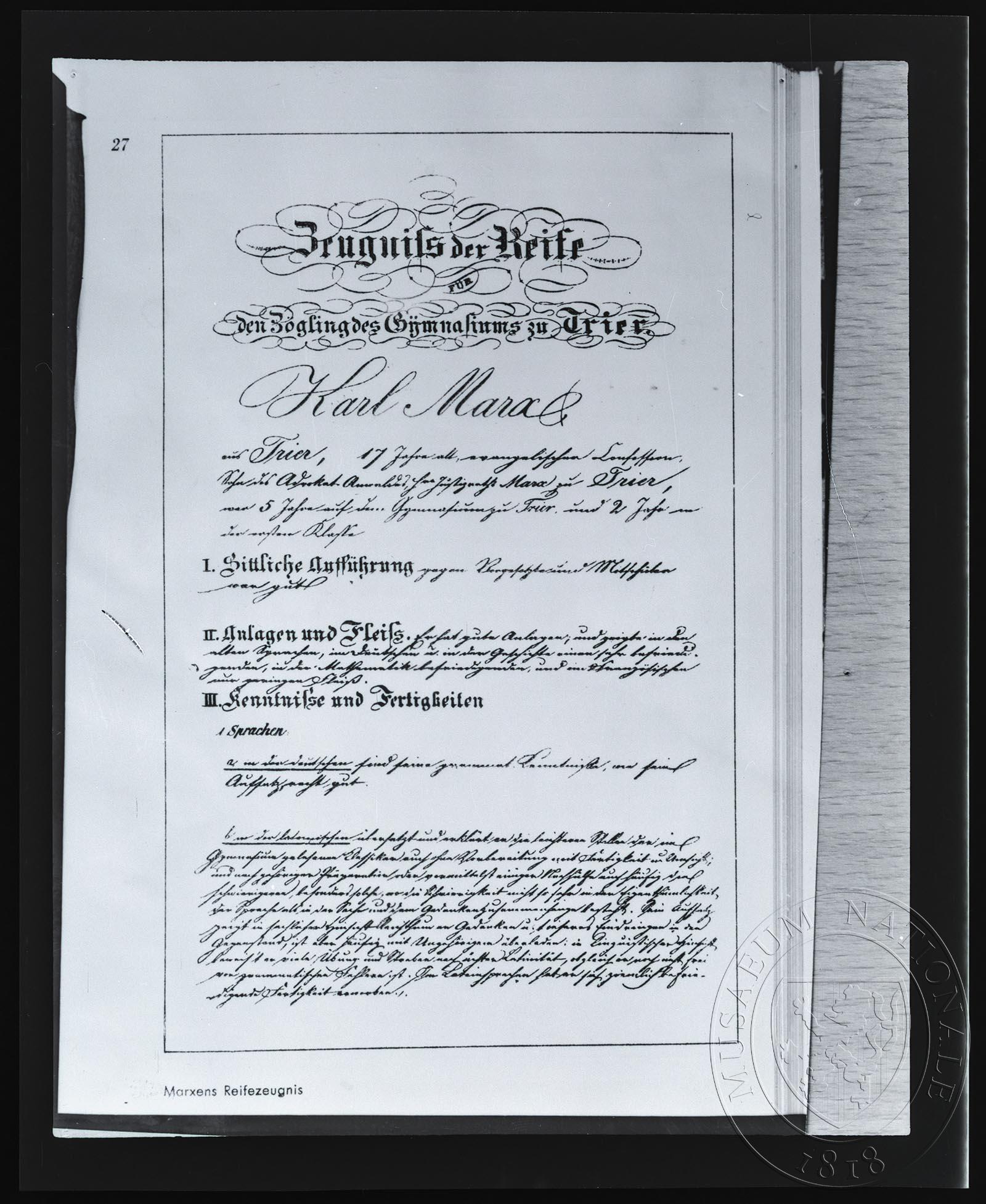 Náhledový obrázek Listina, maturitní vysvědčení - 1