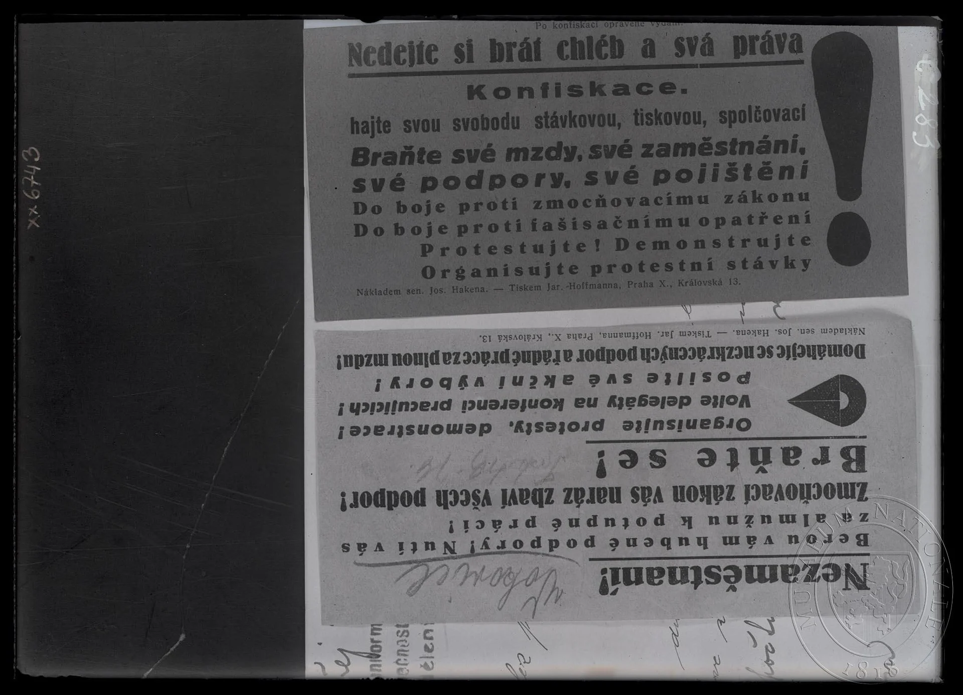 Obrázek 2 x leták. Leták Nezaměstnaní / Leták Nedejte si brát svá práva