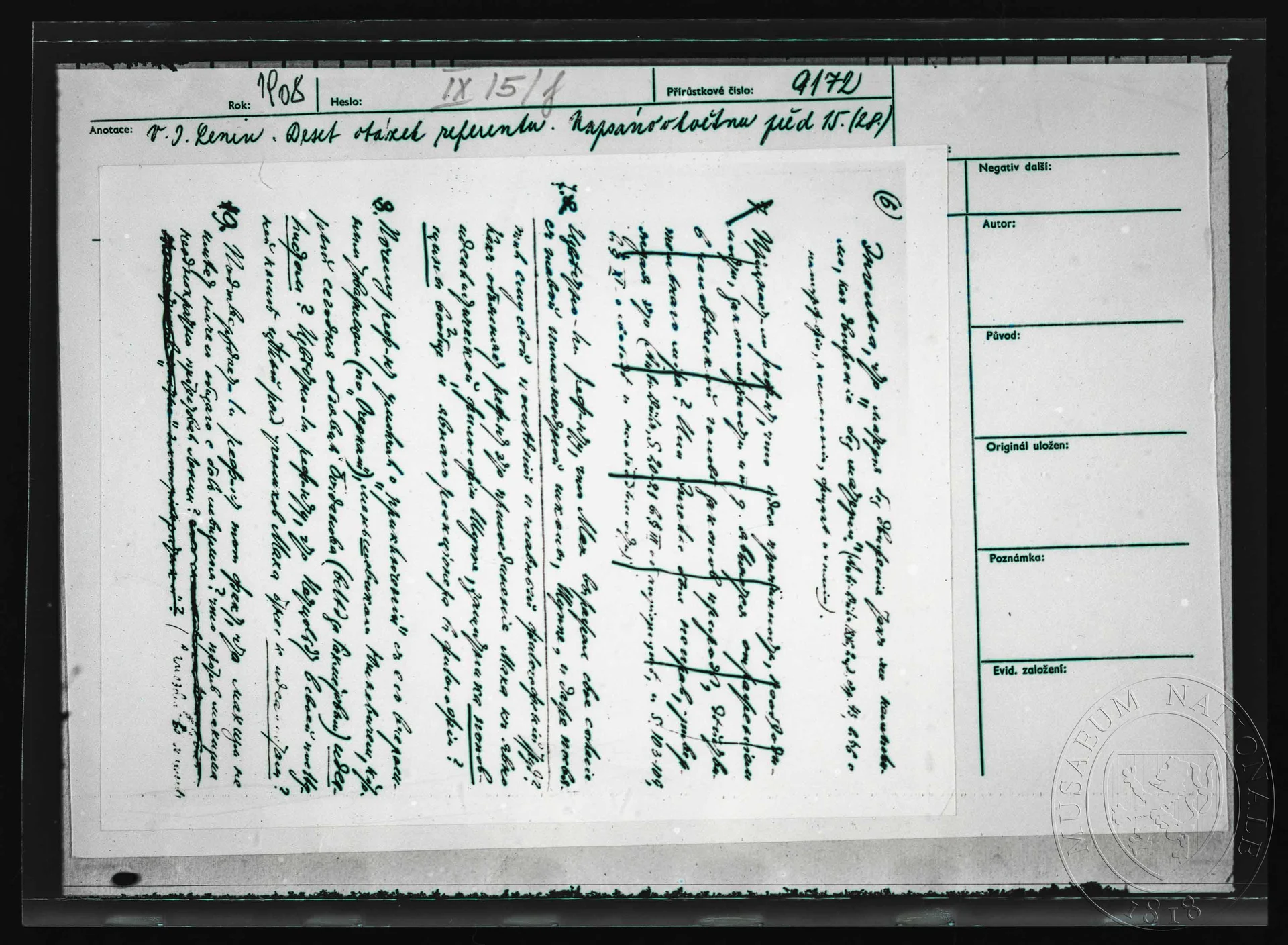Obrázek Rukopis, V. I. Lenin