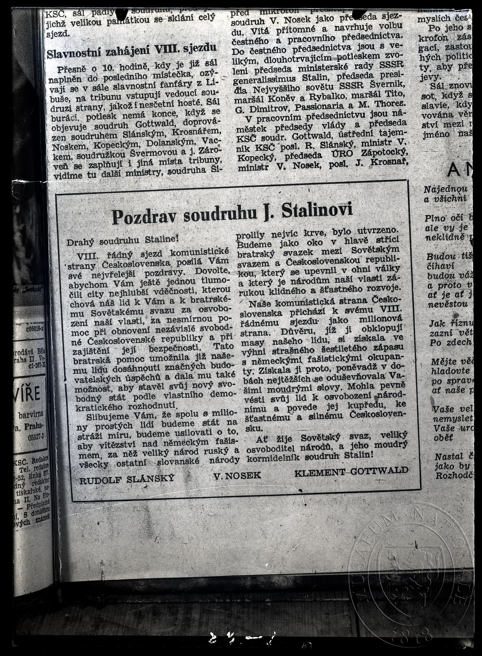 Náhledový obrázek Hold pražských komunistů VIII. sjezdu KSČ - 1
