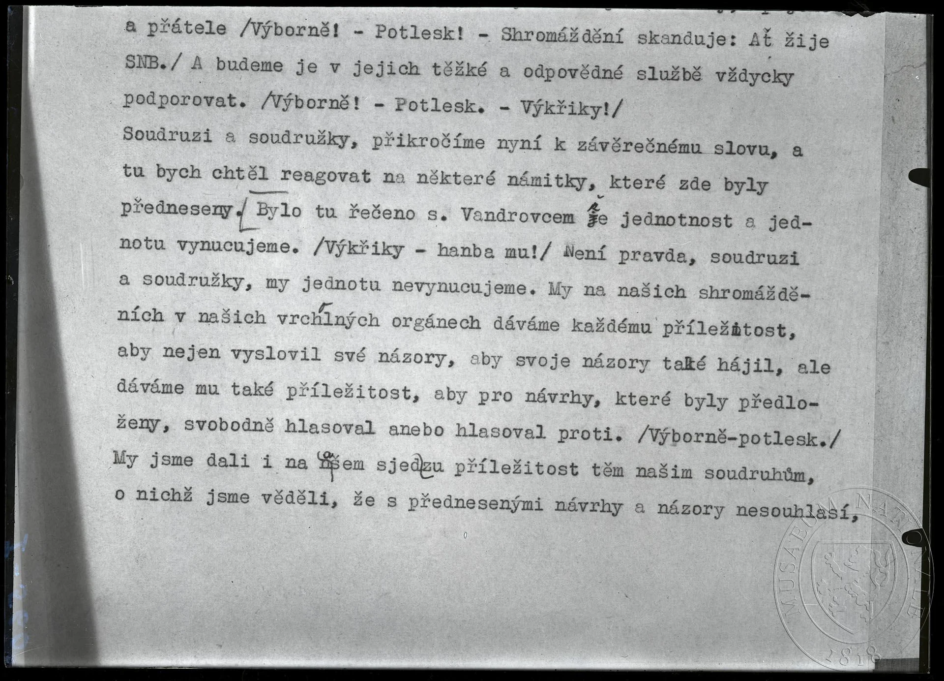 Obrázek Fragment textu, strojopis.