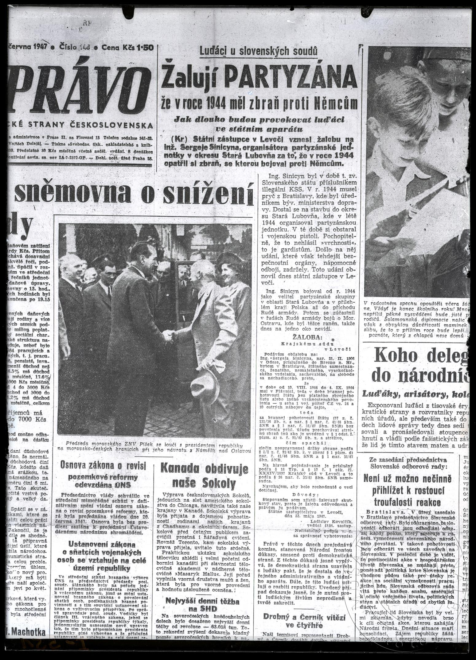 Náhledový obrázek RP 26. 6. 1947 Žalují partyzána. - 1