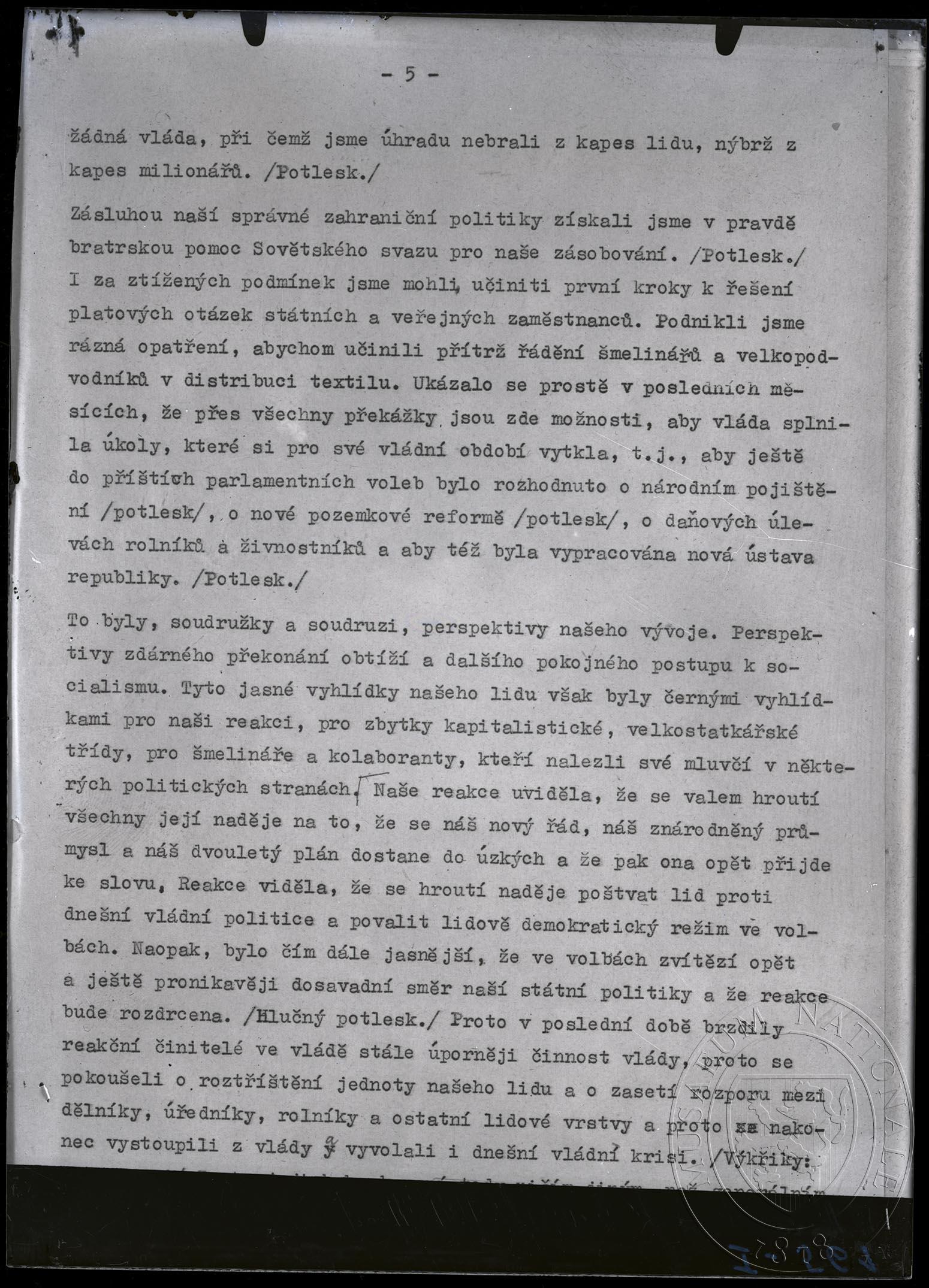 Náhledový obrázek Strana textu, strojopis, str. 5. - 1