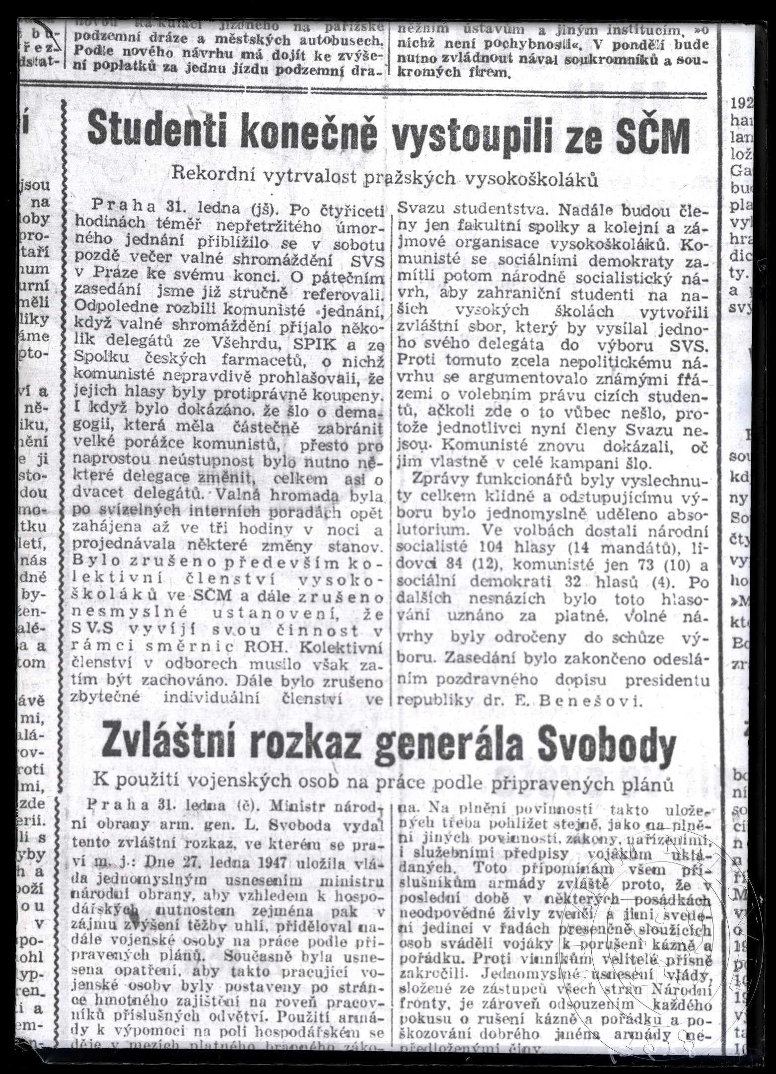 Obrázek Článek Studenti konečně vystoupili ze SČM.