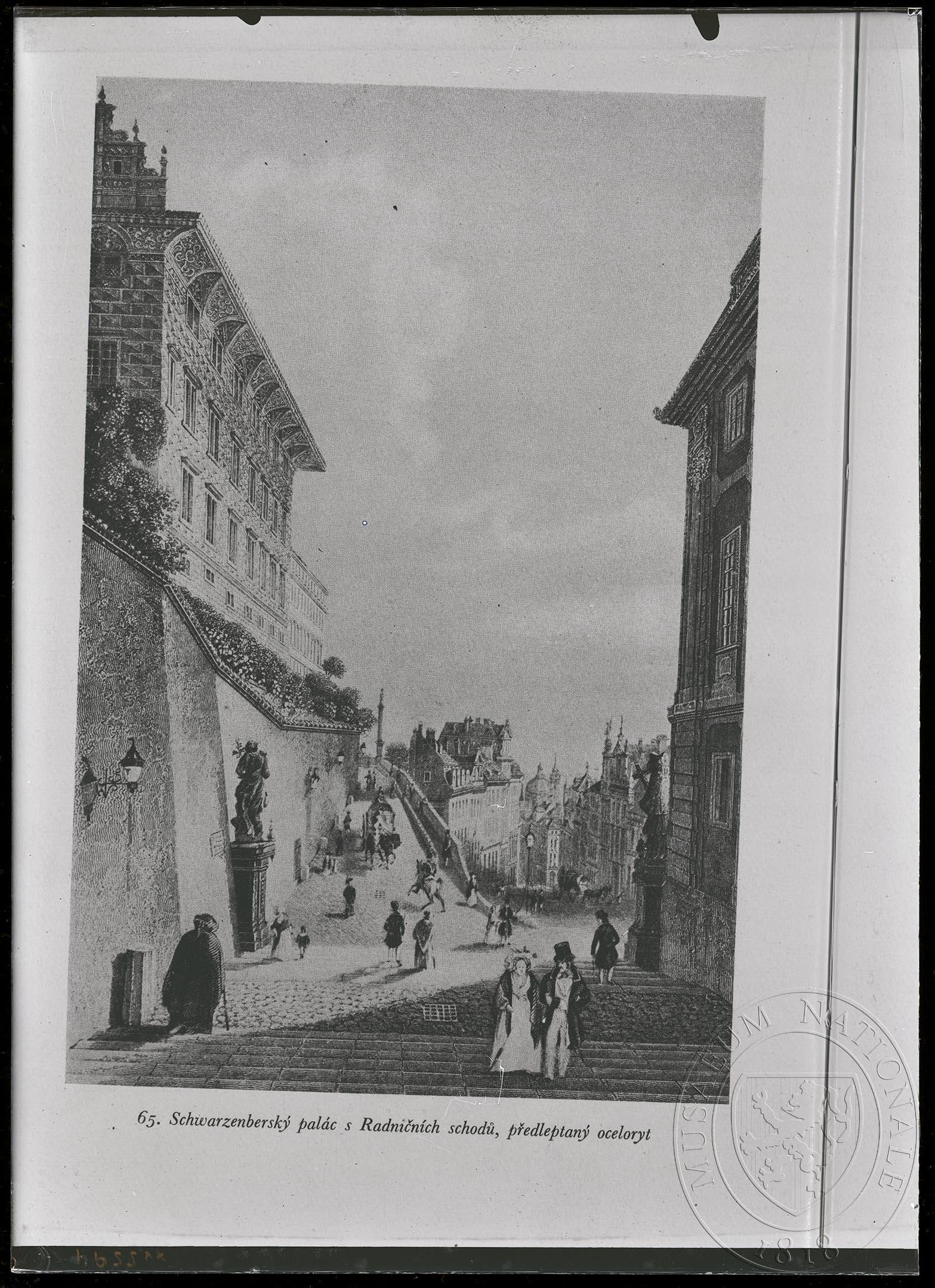 Náhledový obrázek Grafika Schwarzenberský palác s radničních schodů - 1