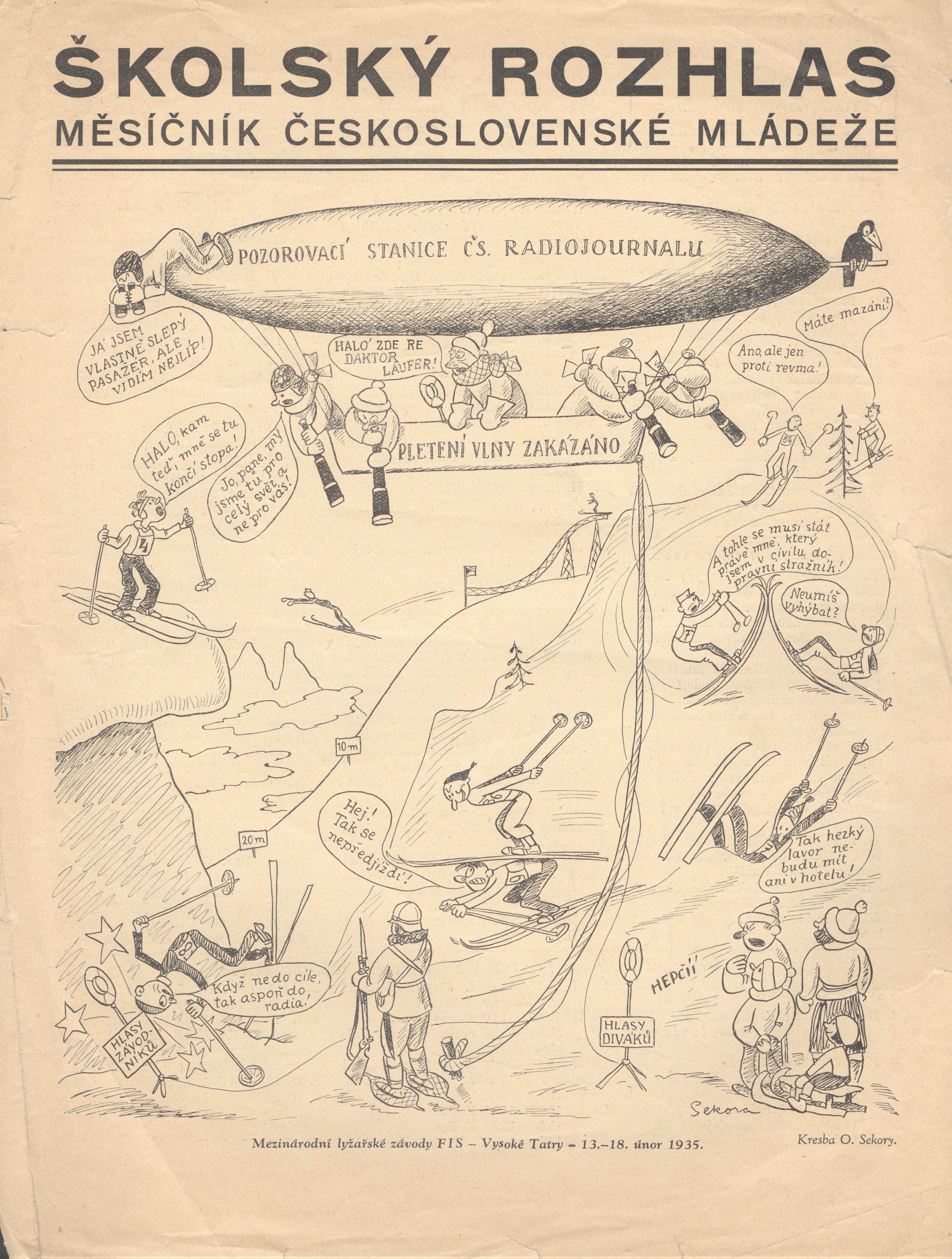 Náhledový obrázek Mezinárodní lyžařské závody ve Vysokých Tatrách 1935 v ilustraci Ondřeje Sekory - 1
