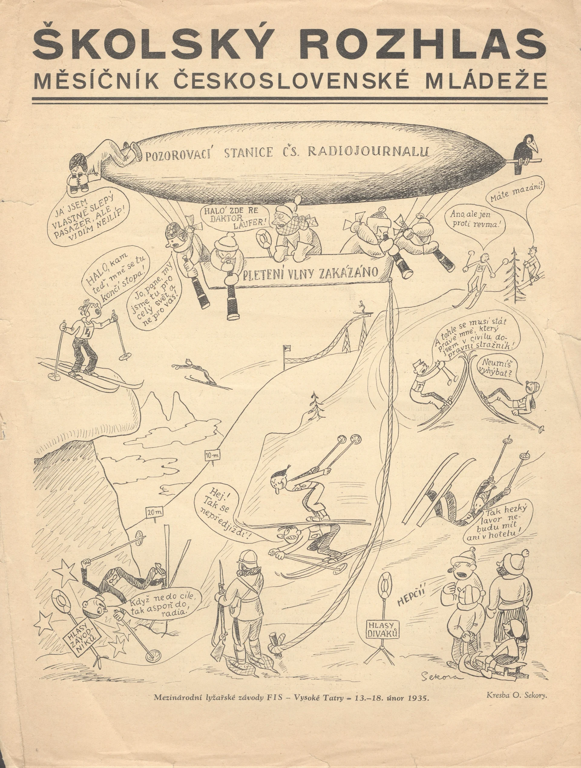 Náhledový obrázek předmětu Mezinárodní lyžařské závody ve Vysokých Tatrách 1935 v ilustraci Ondřeje Sekory