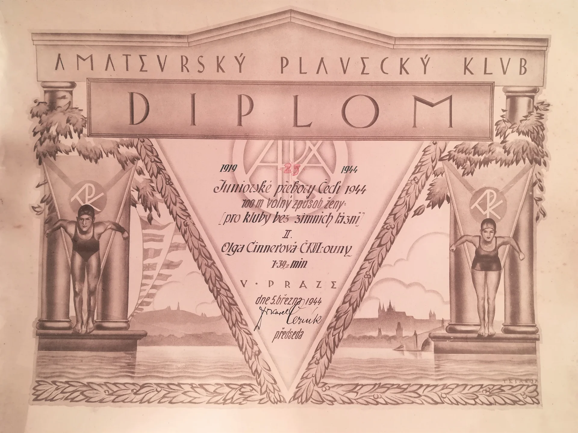 Náhledový obrázek předmětu Plavecké juniorské přebory Čech 1944