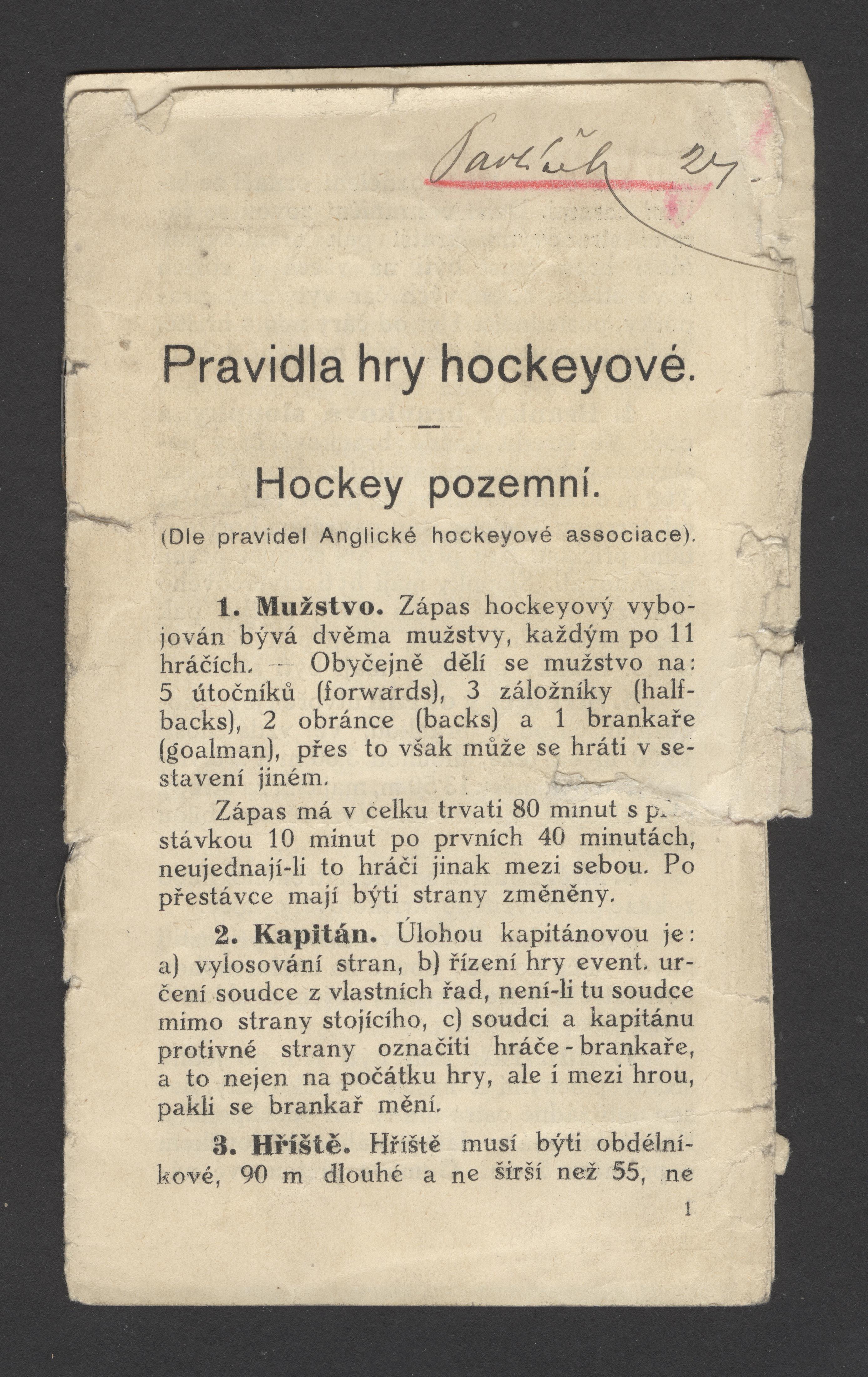 Náhledový obrázek Pravidla hry hockeyové. Hockey pozemní - 2