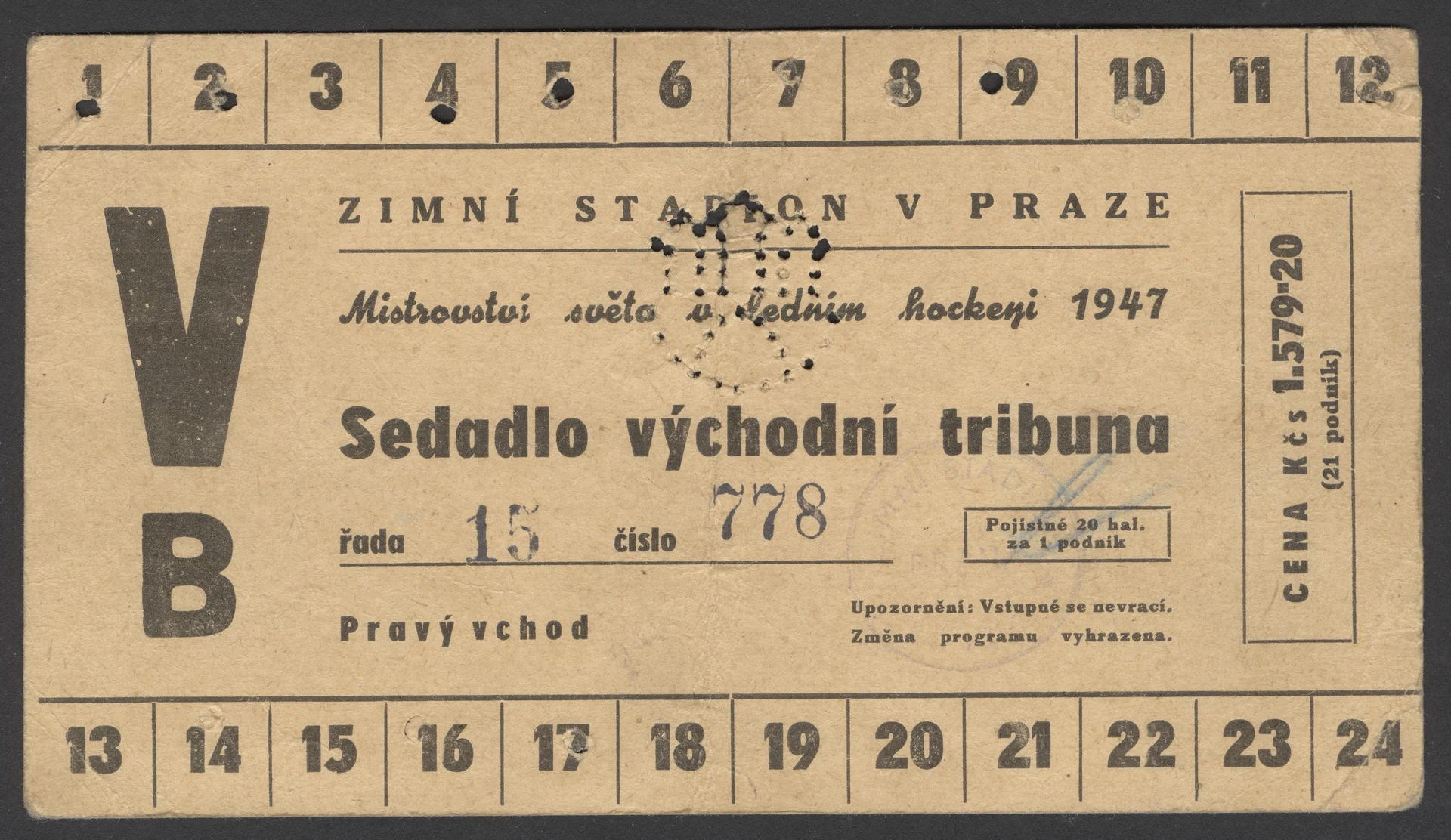 Náhledový obrázek předmětu Mistrovství světa v ledním hockeyi. Praha 1947