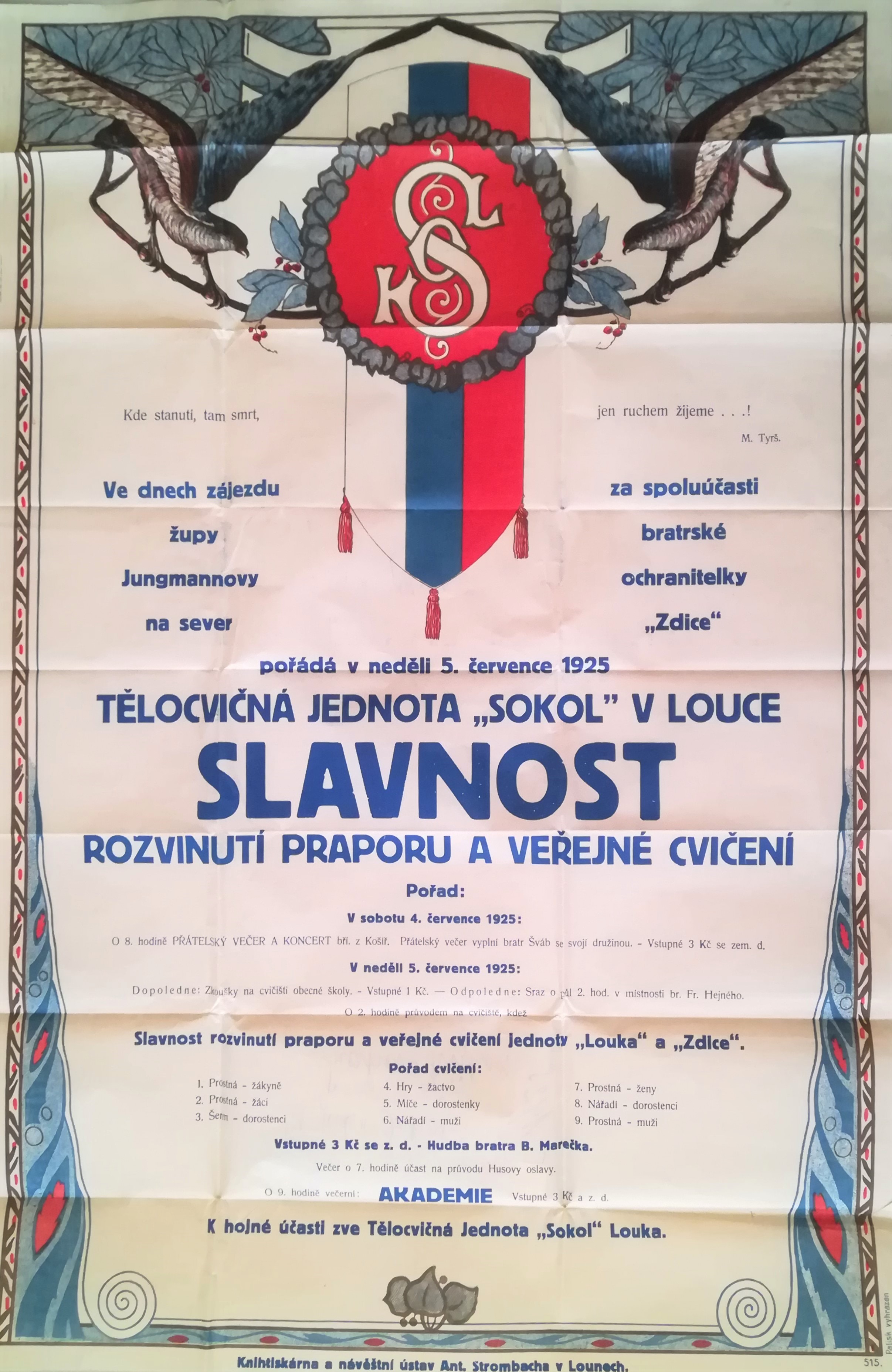 Náhledový obrázek Sokol Louka. Slavnostní rozvinutí praporu a veřejné cvičení - 1