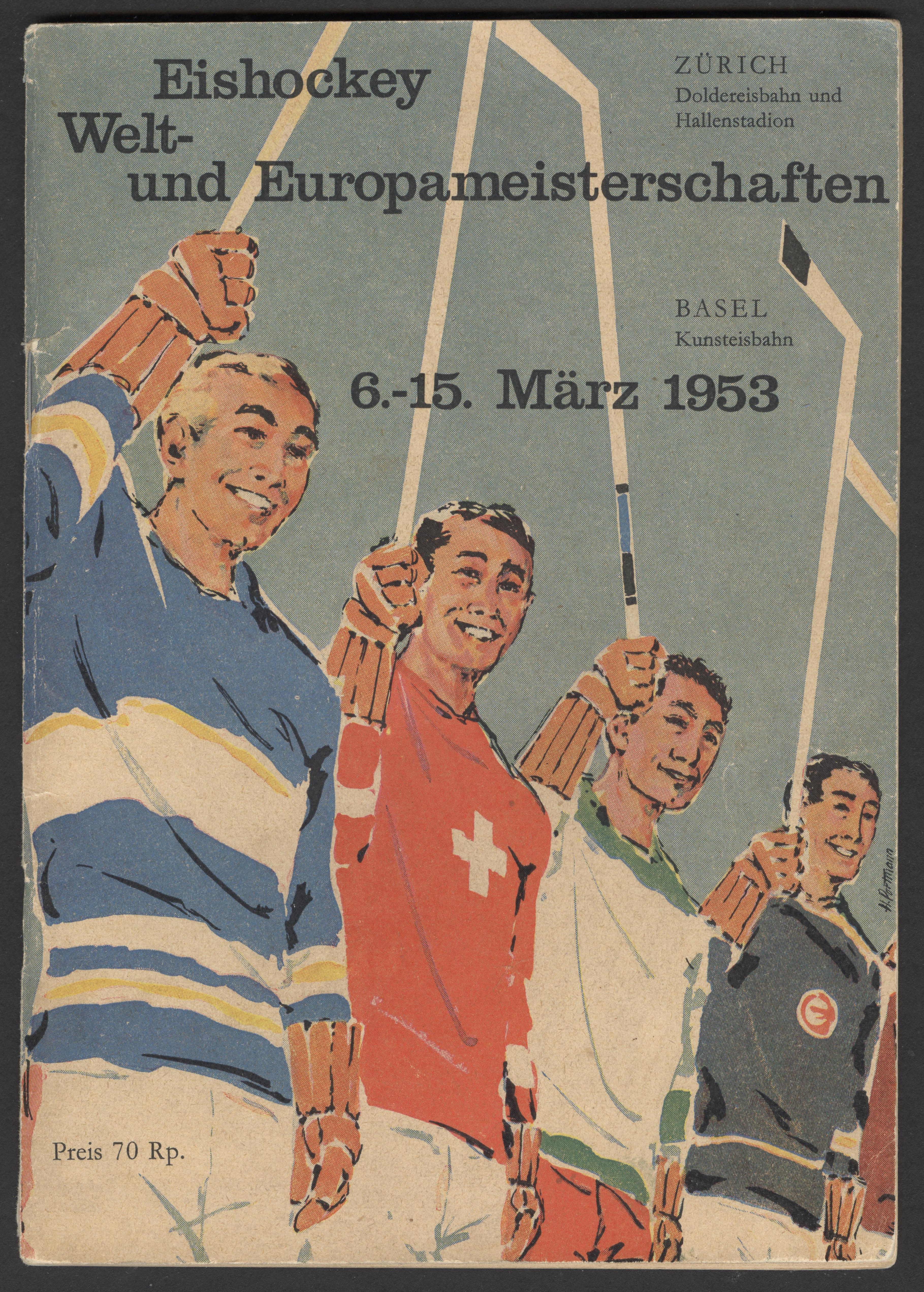 Náhledový obrázek Mistrovství světa v ledním hockeyi. Zürich - Basel 1953 - 4