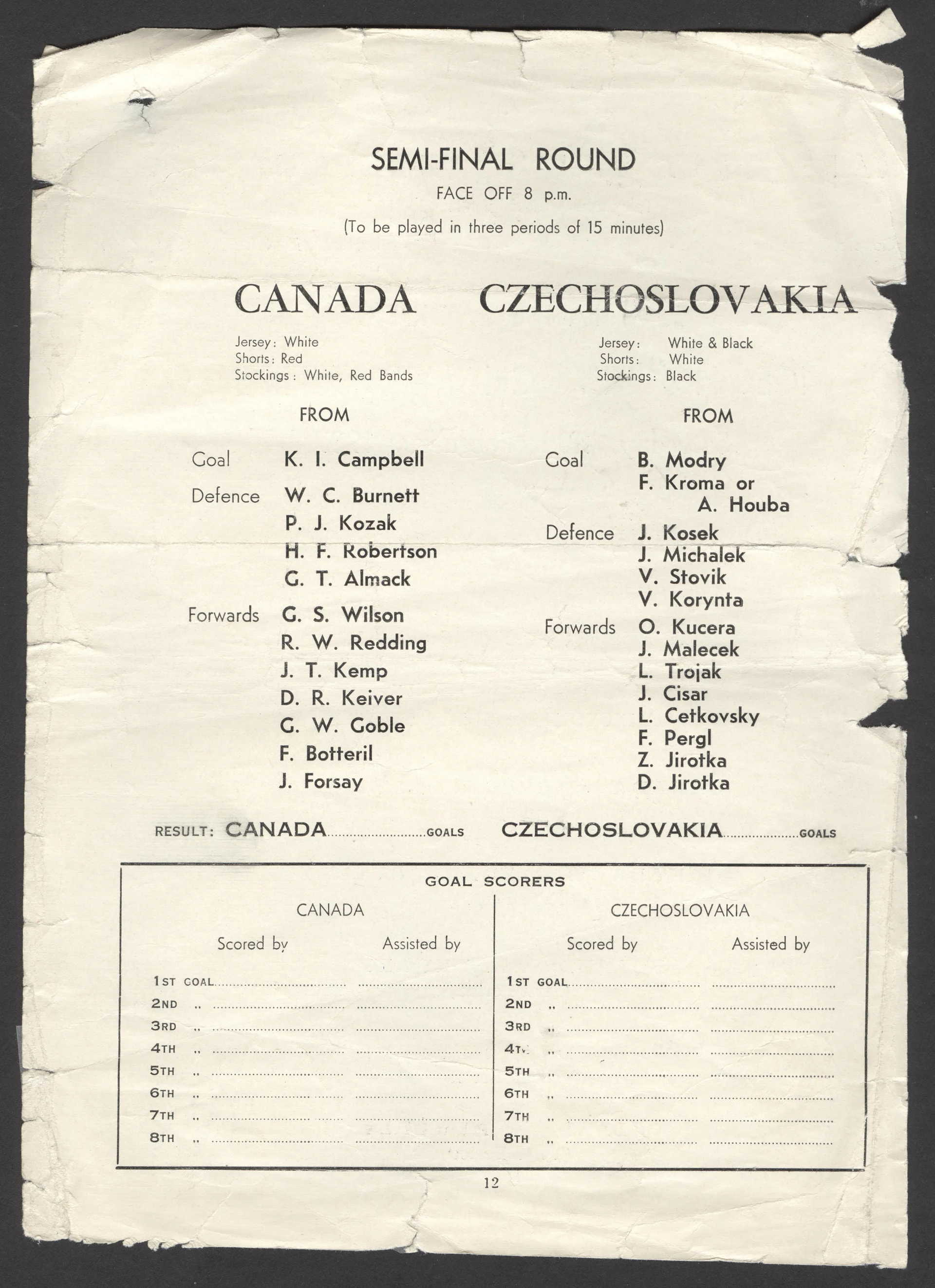 Náhledový obrázek předmětu Mistrovství světa v ledním hockeyi. Londýn 1937
