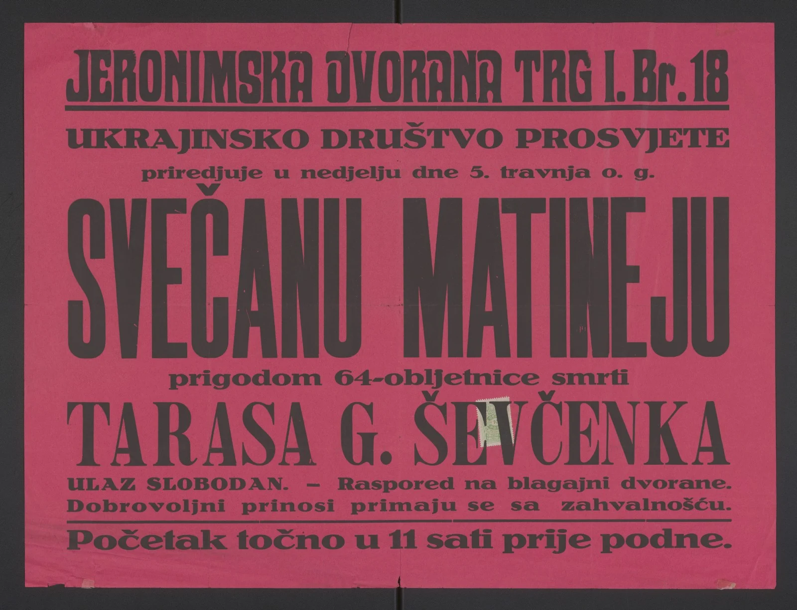 Náhledový obrázek předmětu Sváteční dopoledne u příležitosti 64. výročí úmrtí Tarase Ševčenka