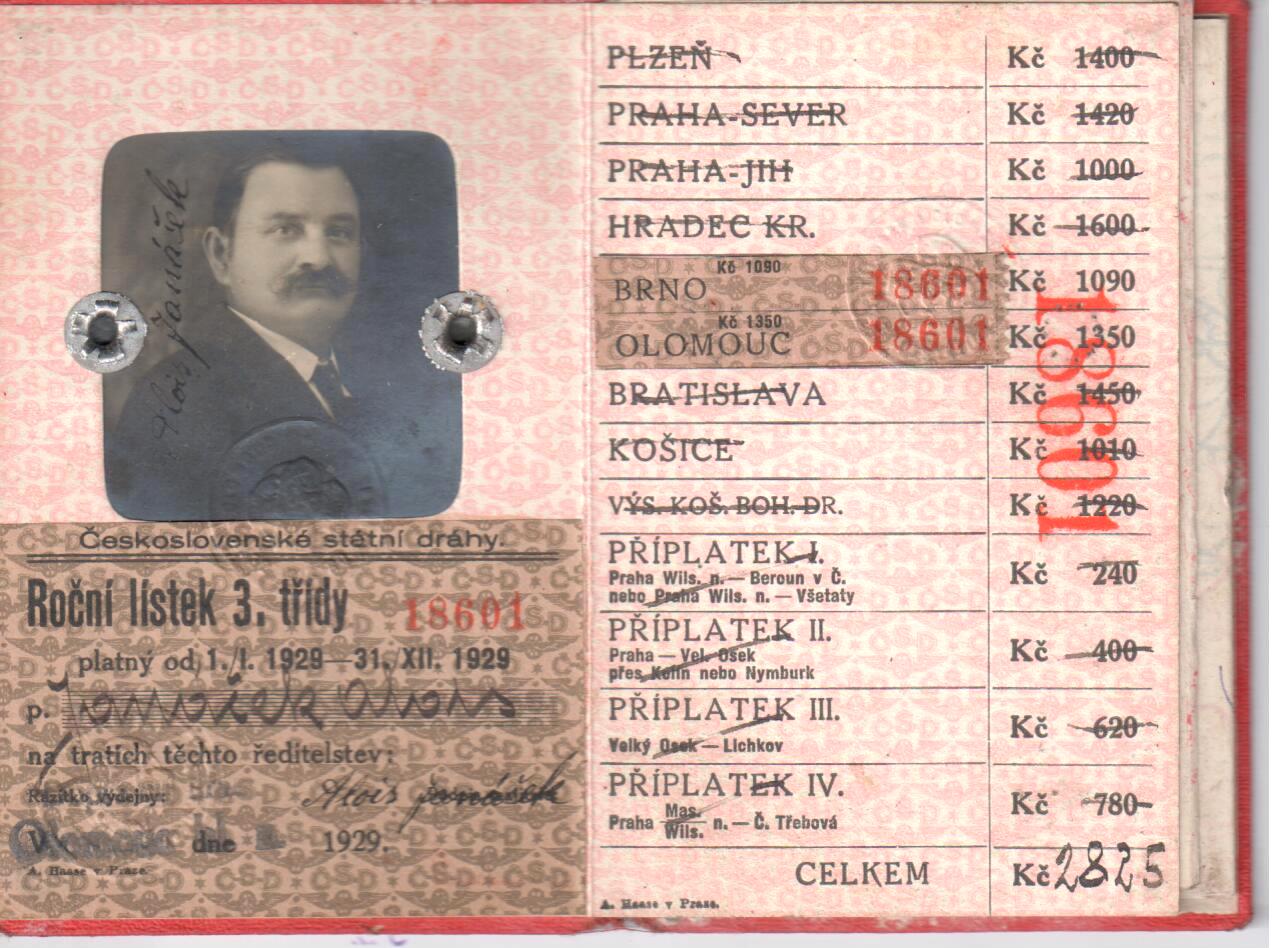 Náhledový obrázek Roční železniční jízdenka Československých státních drah - 1