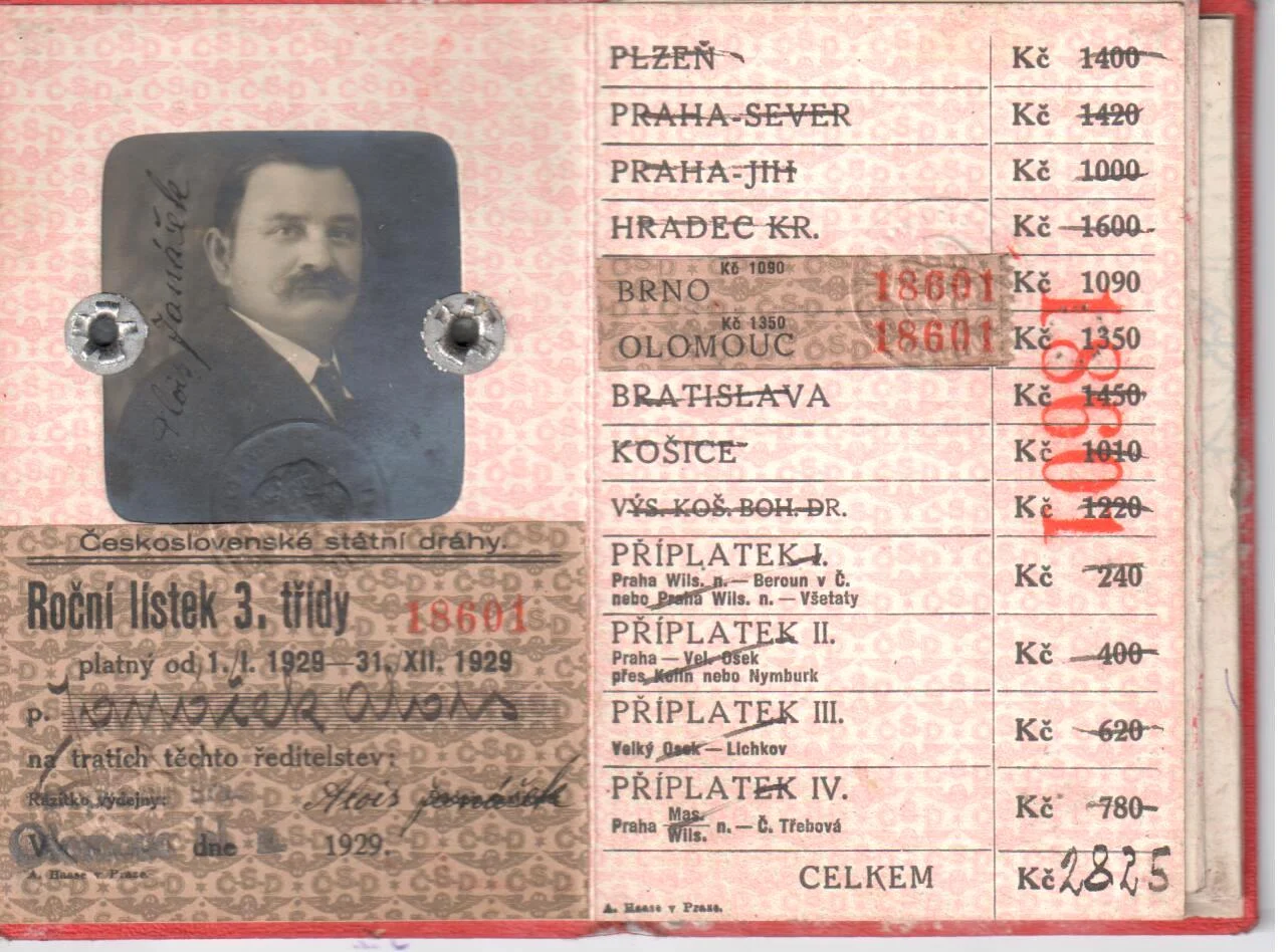 Náhledový obrázek předmětu Roční železniční jízdenka Československých státních drah