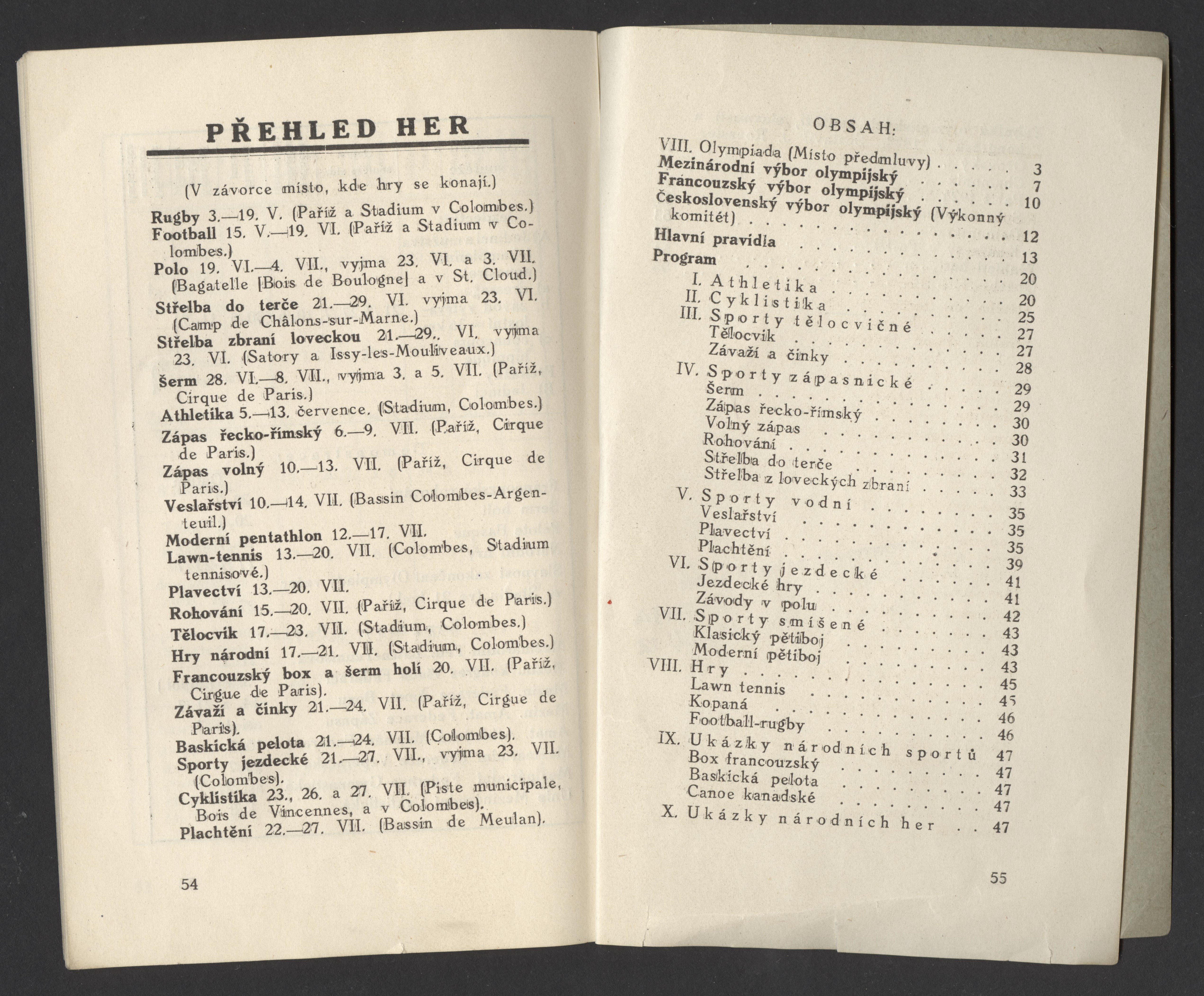 Náhledový obrázek Celkový program olympijských her 1924 - 8