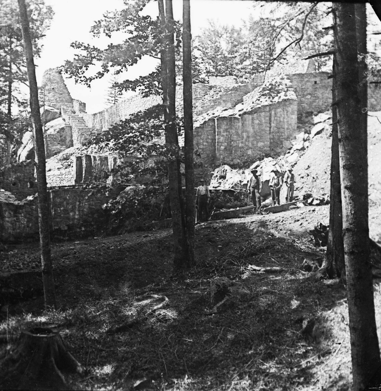 Náhledový obrázek Zřícenina hradu Rychleby (skleněný stereonegativ) - 2