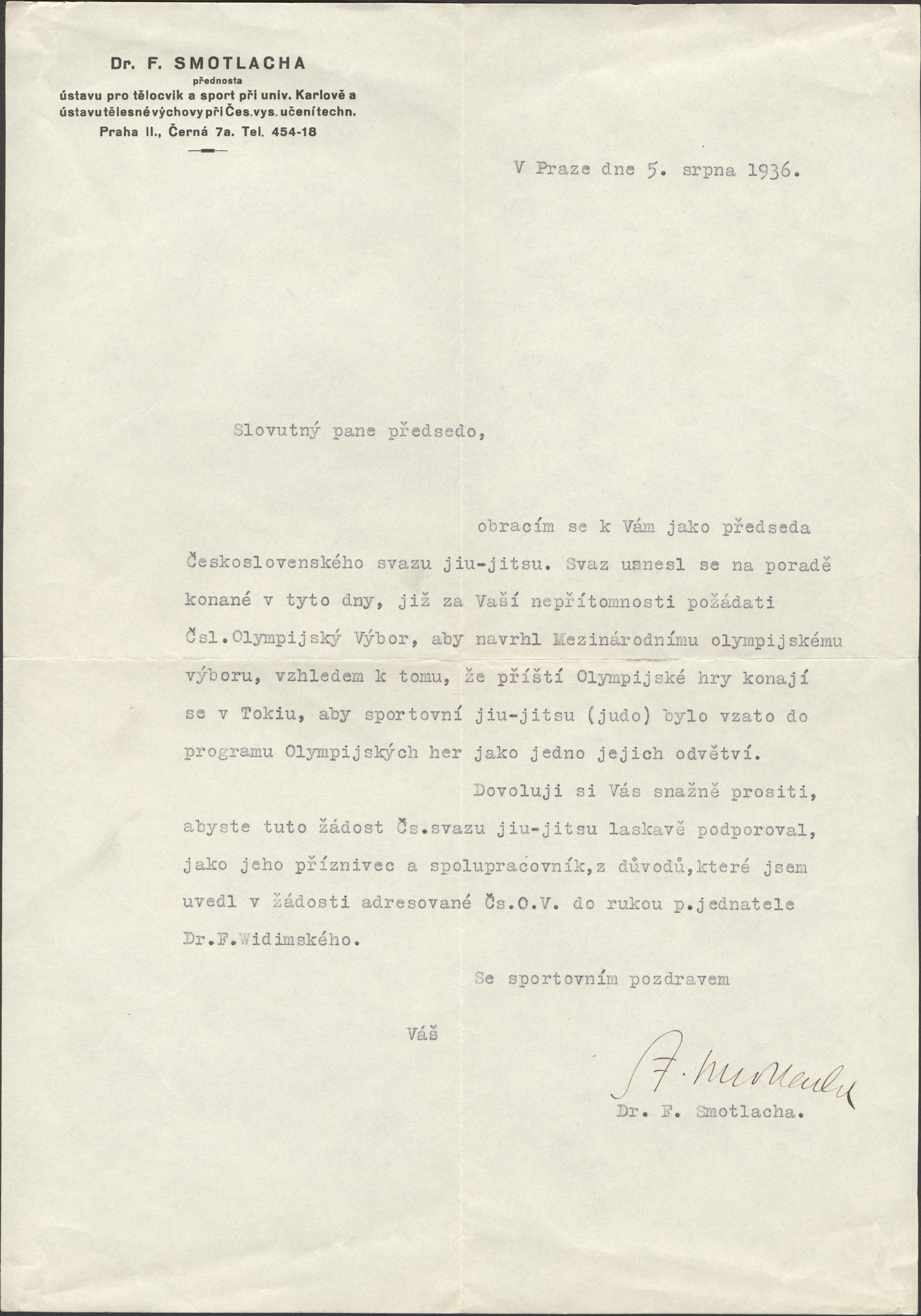 Náhledový obrázek Dopis Františka Smotlachy Josefu Grussovi - 1