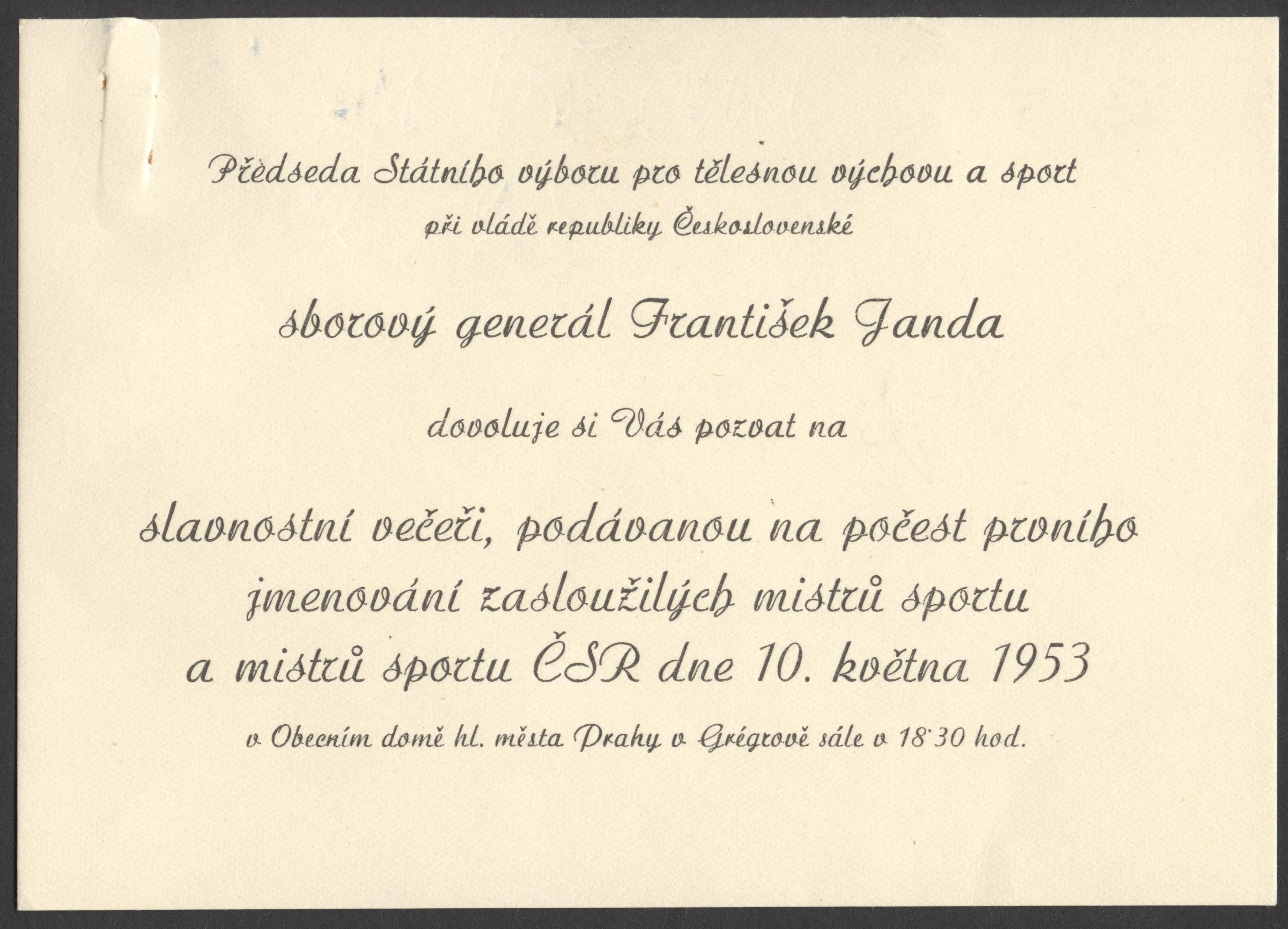 Náhledový obrázek První slavnostní jmenování mistrů sportu ČSR - 1