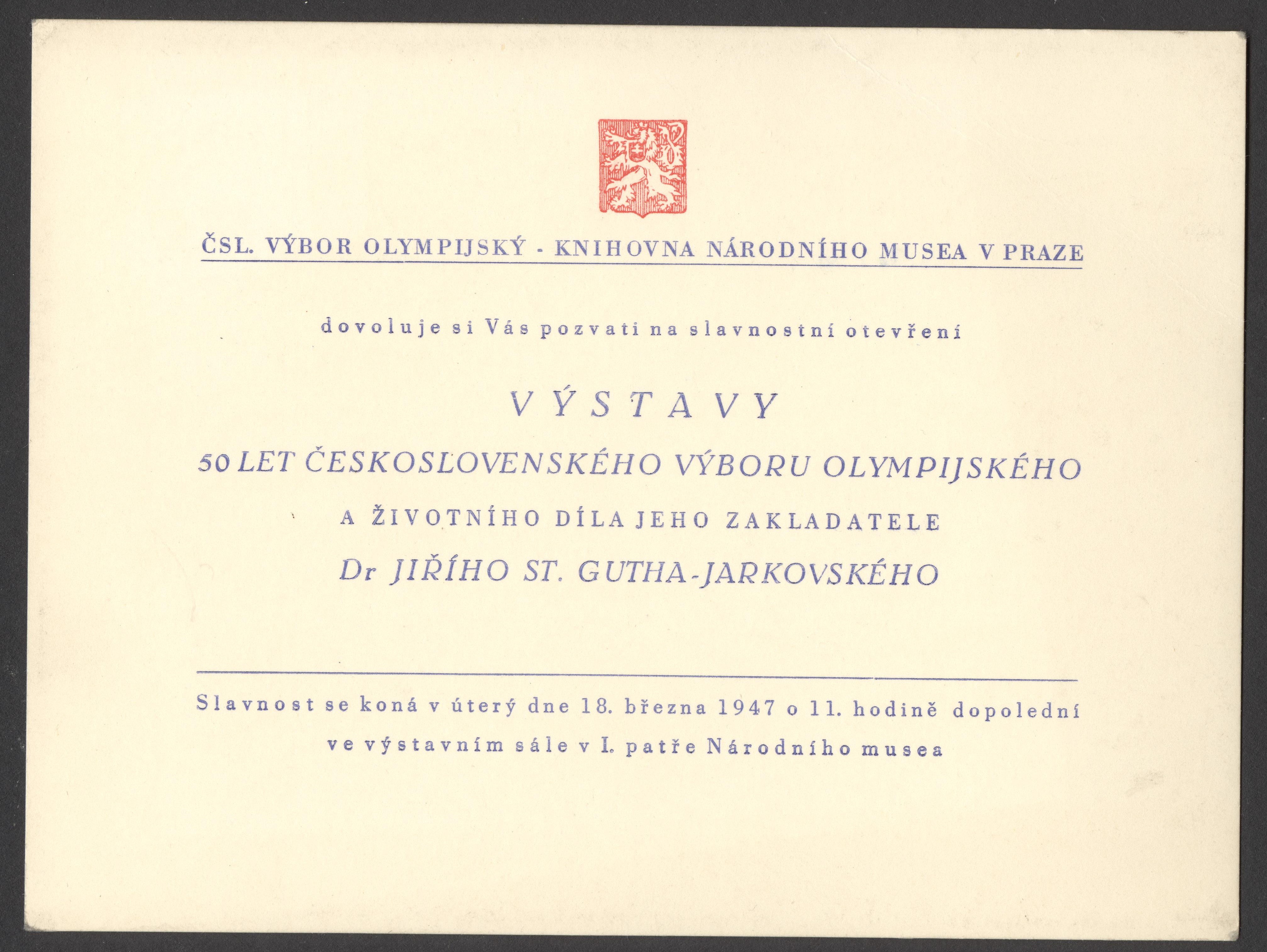 Náhledový obrázek Výstava 50 let Československého výboru olympijského - 1