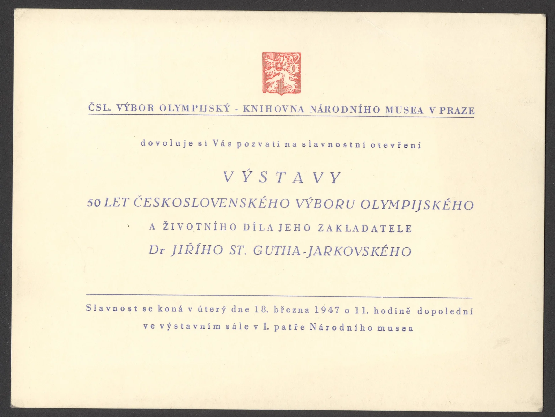 Náhledový obrázek předmětu Výstava 50 let Československého výboru olympijského
