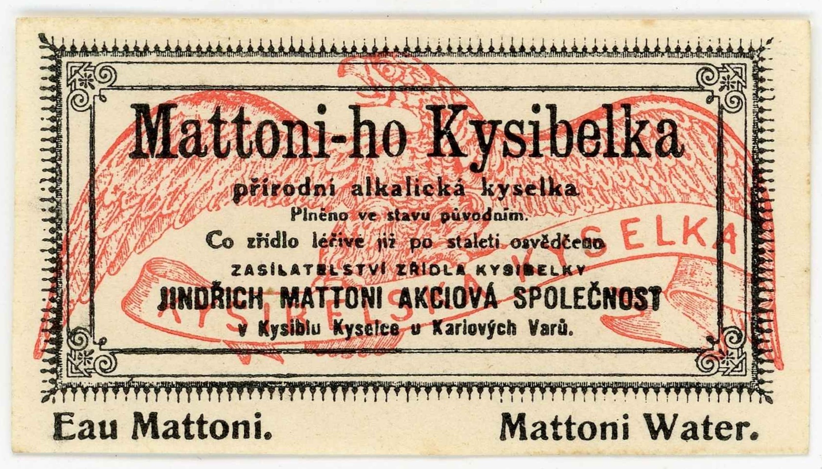 Náhledový obrázek Etiketa Mattoniho Kysibelka - 1