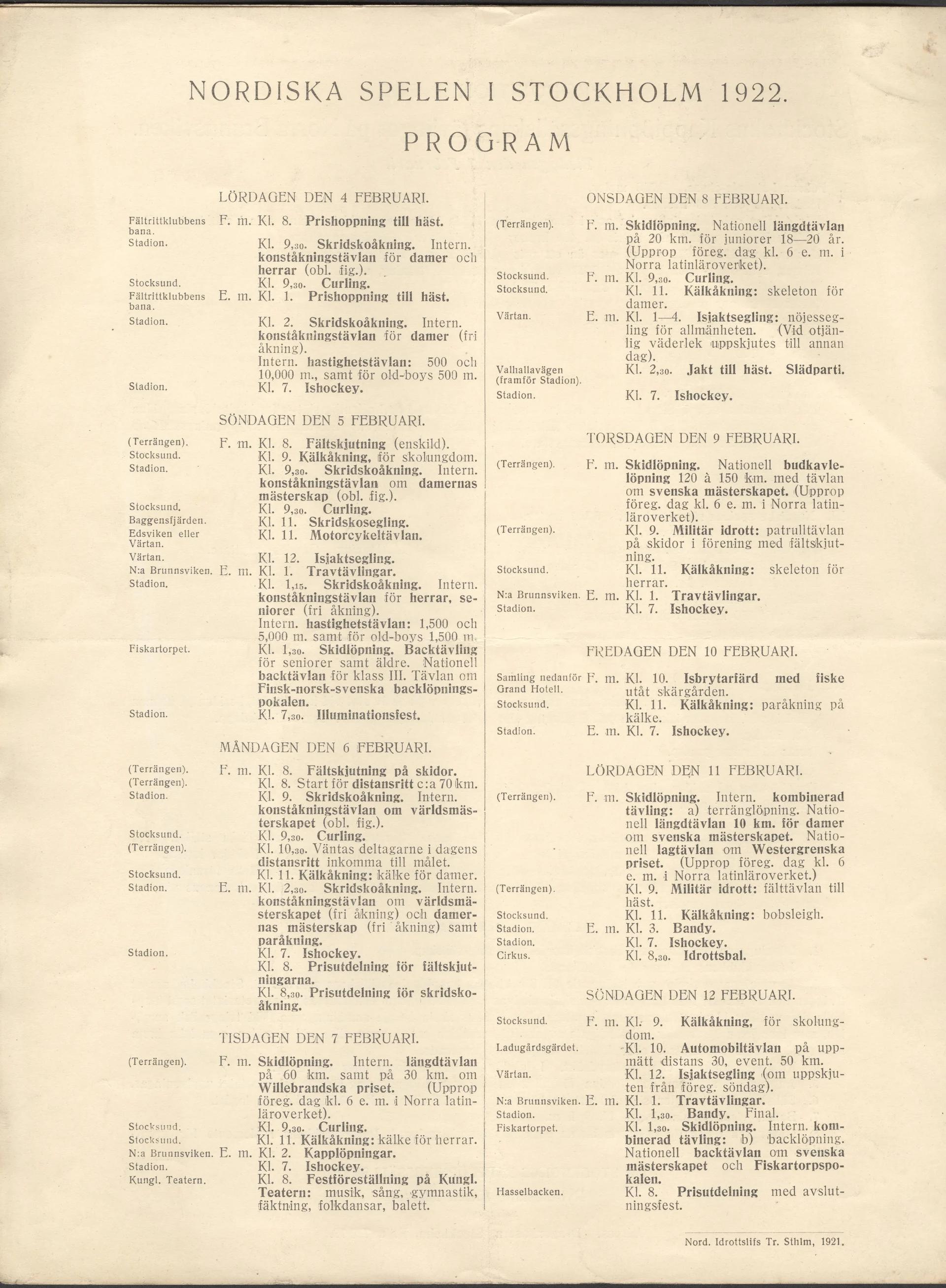 Náhledový obrázek předmětu Severské hry 1922. Proposice