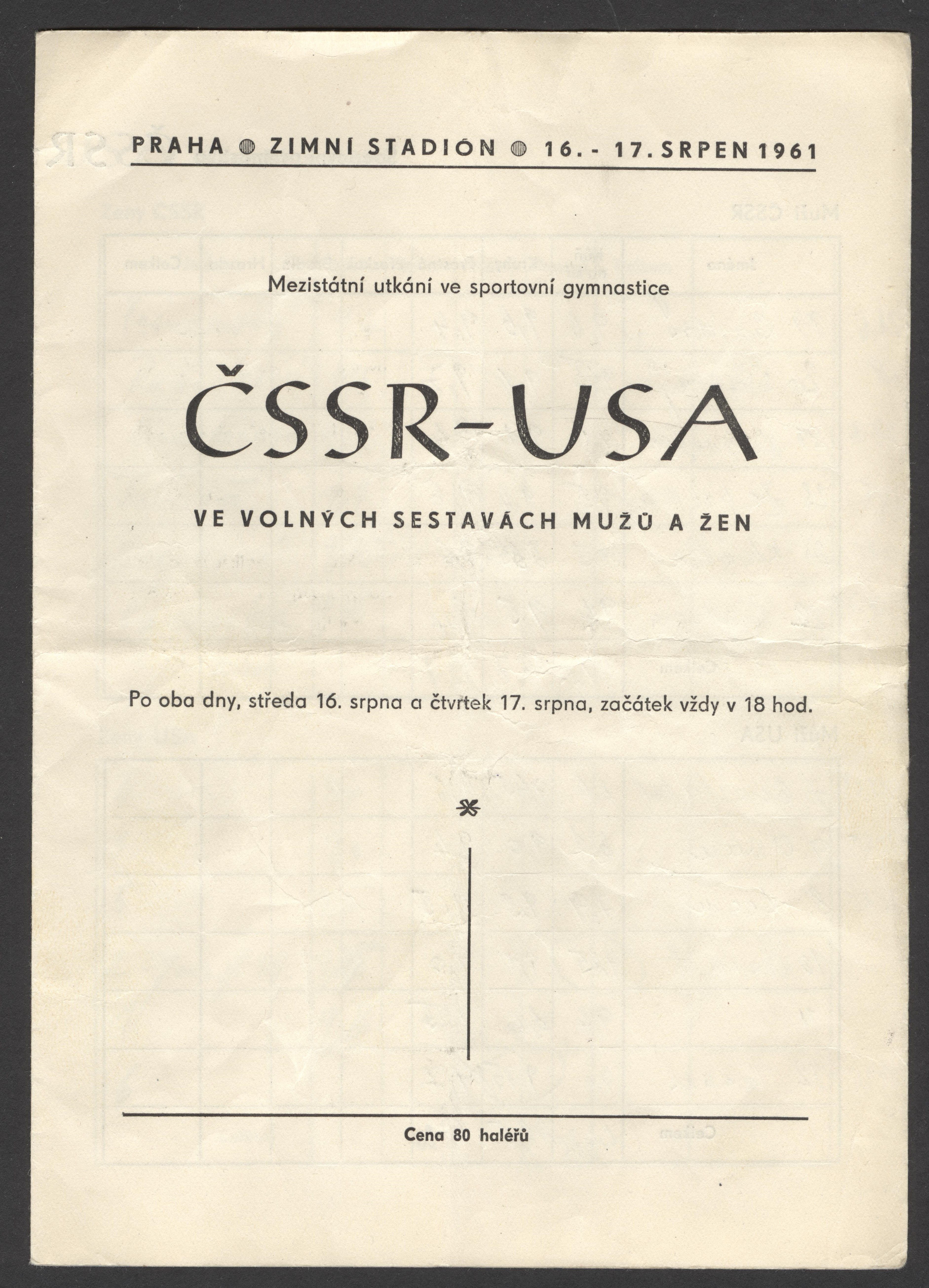 Náhledový obrázek Mezinárodní utkání ČSSR - USA ve volných sestavách mužů a žen - 3