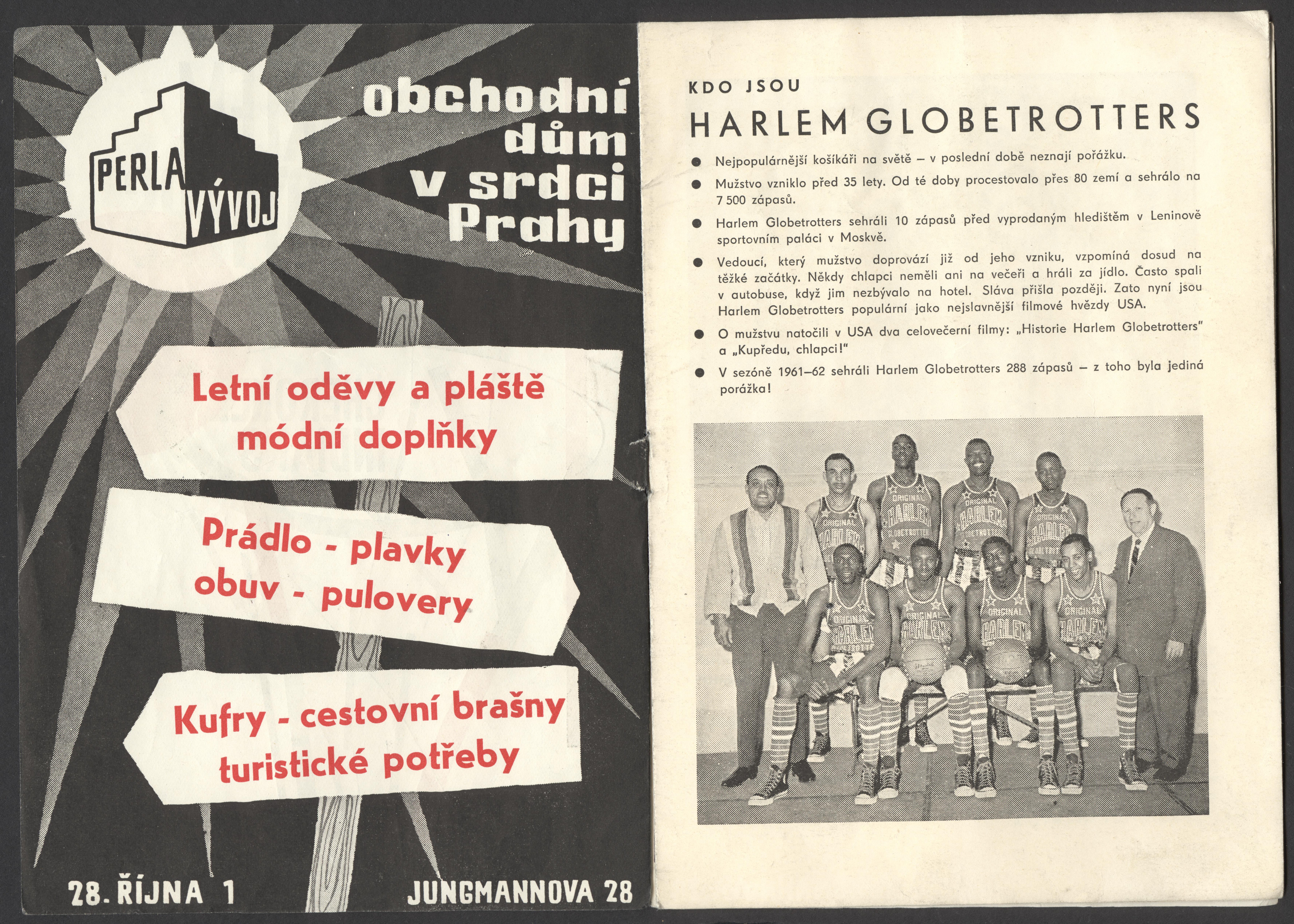 Náhledový obrázek Harlem Globetrottes - Cherokee Indians. Praha 1963 - 3