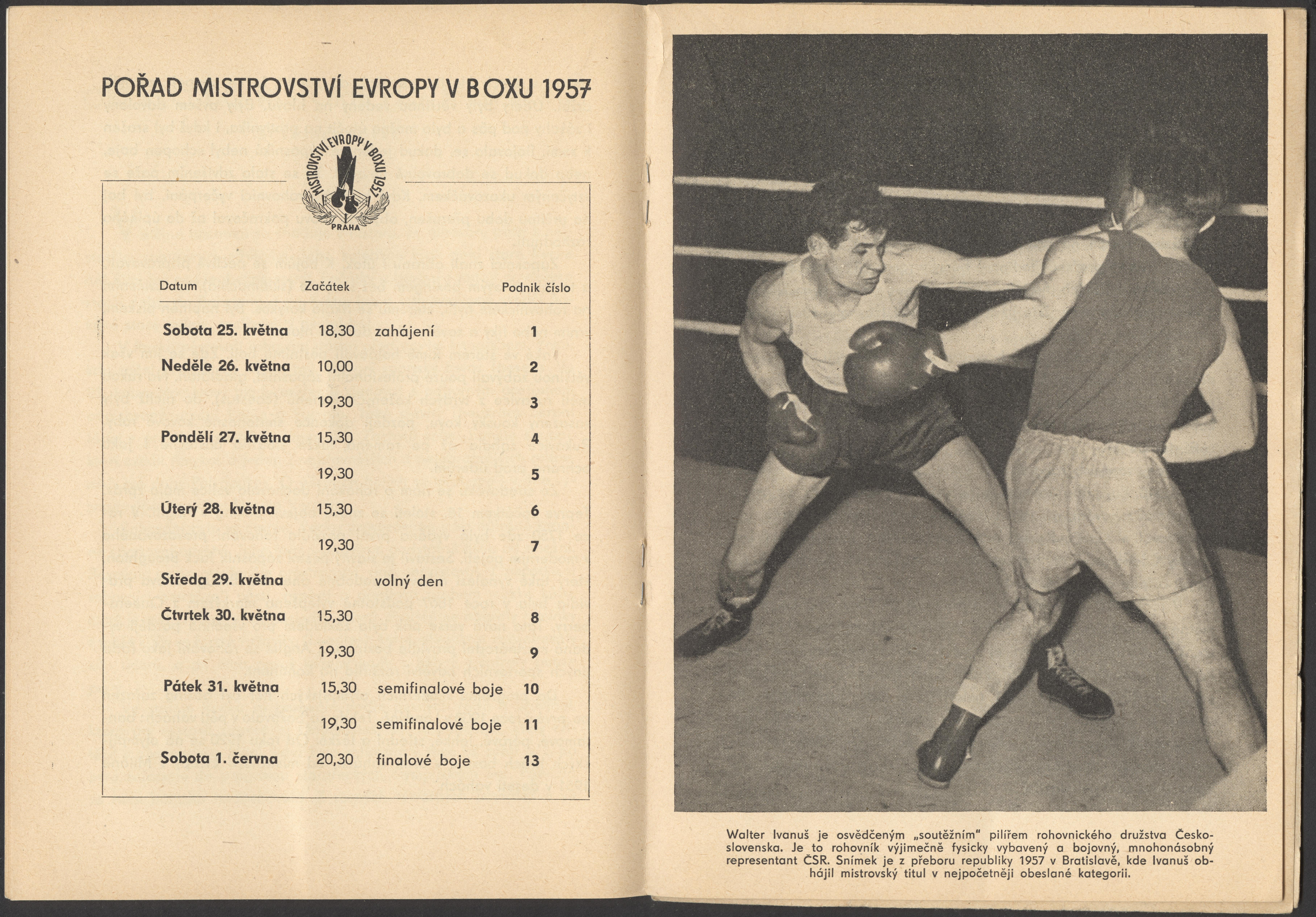 Náhledový obrázek Mistrovství Evropy v boxu. Praha 1957 - 4