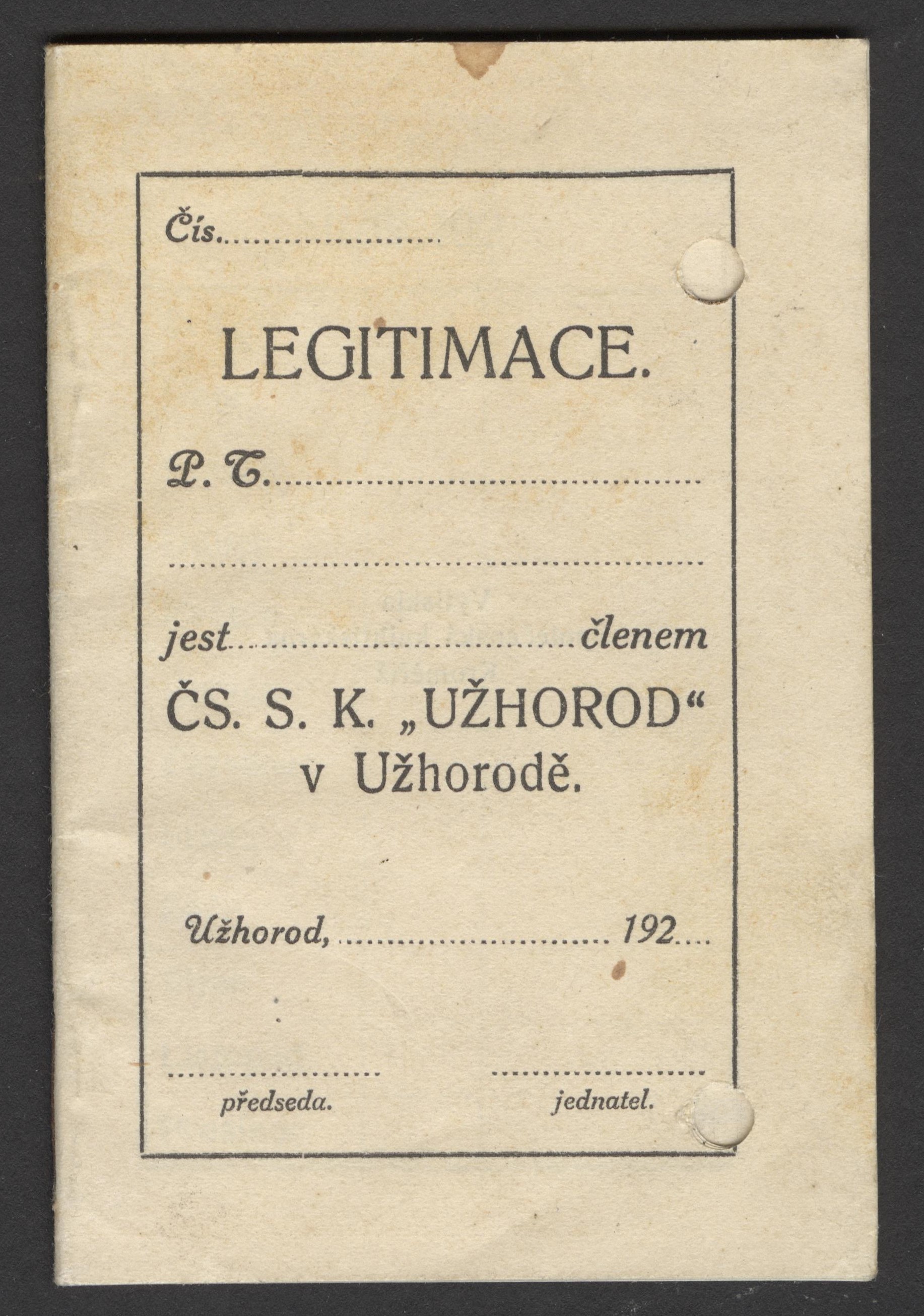 Náhledový obrázek Čs. S. K. Užhorod - 2