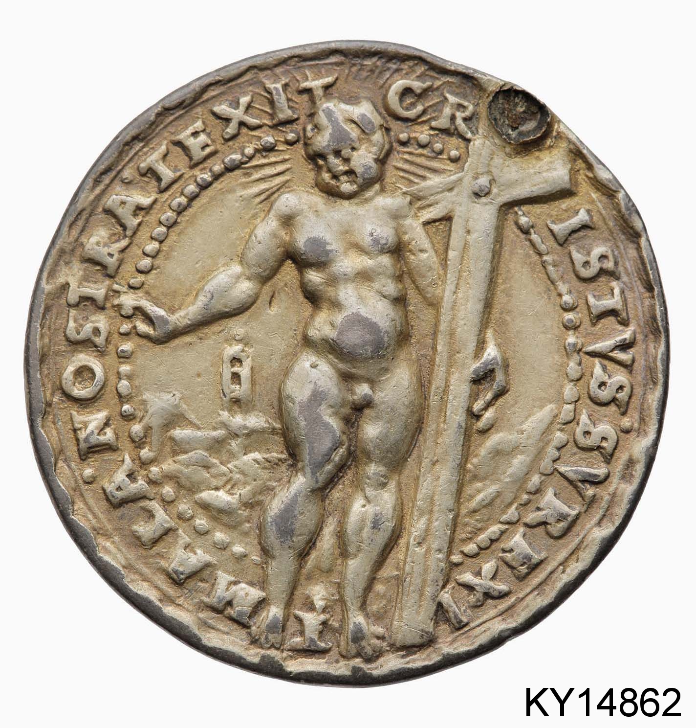 Náhledový obrázek Medaile náboženská, Kristus s říšským jablkem / Kristus s křížem - 2