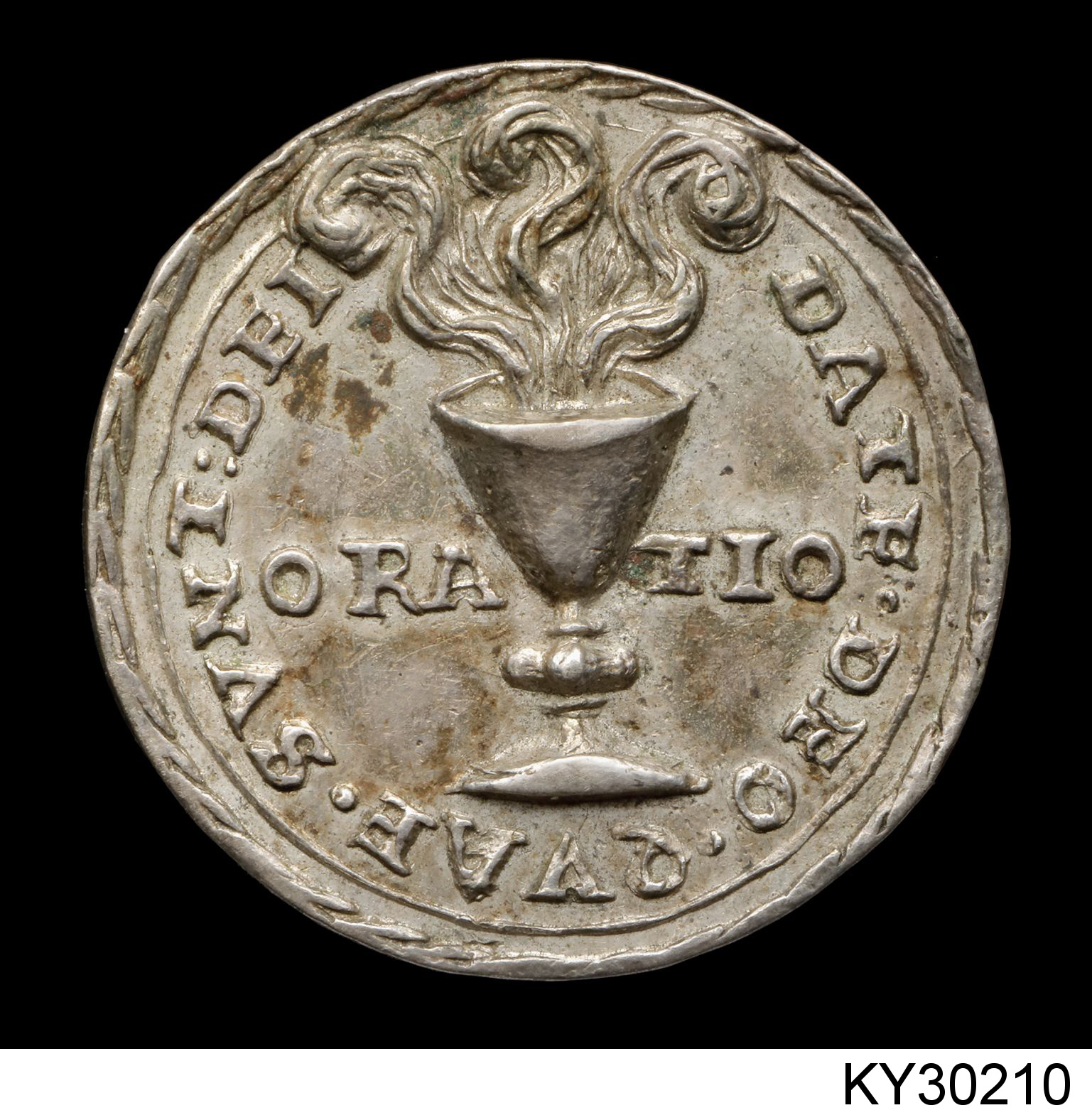 Náhledový obrázek Medaile portrétní, Poprsí Ferdinanda I. / Kalich, z něhož stoupají plameny - 2