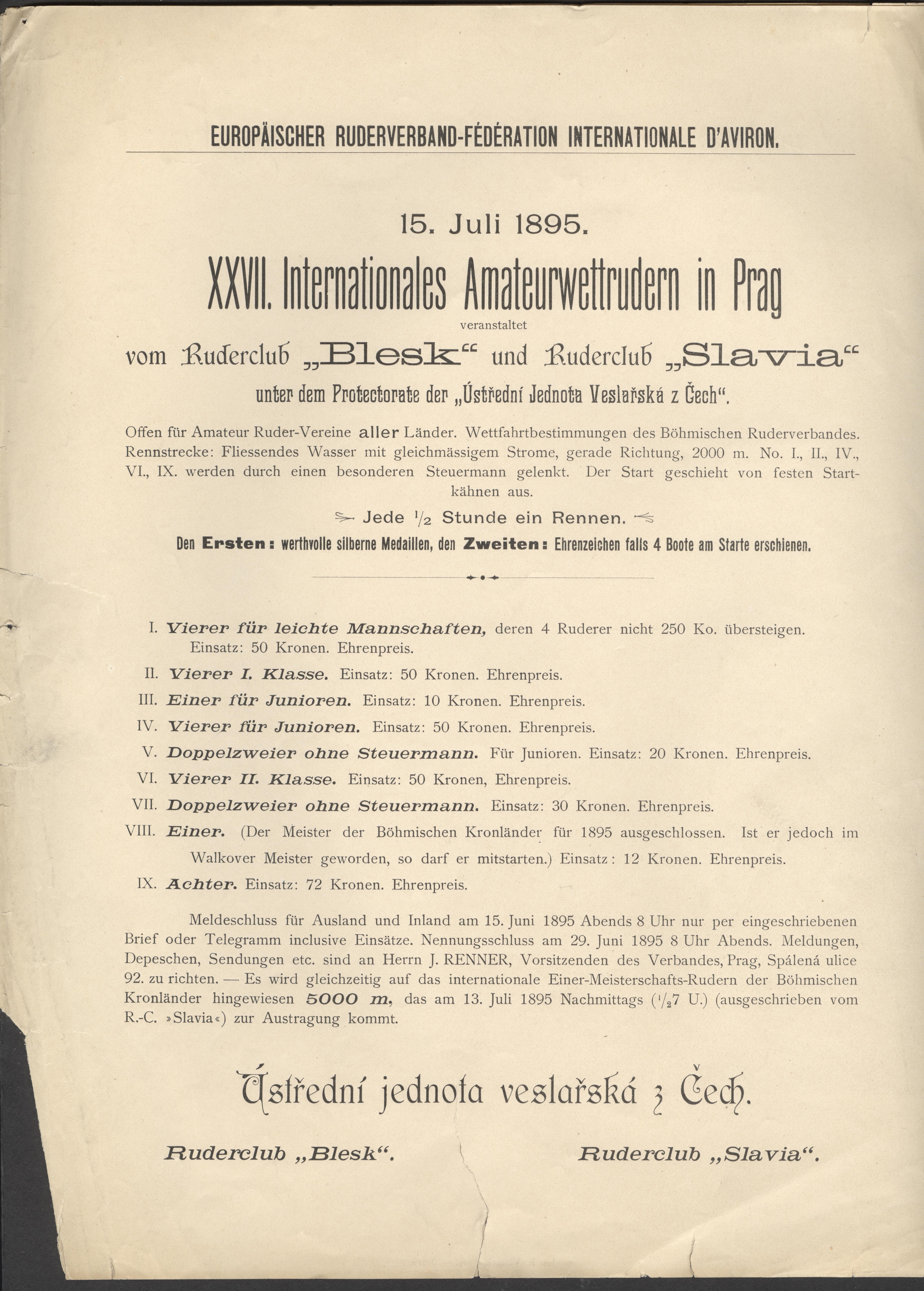 Náhledový obrázek Mezinárodní amatérské veslařské závody v Praze - 1