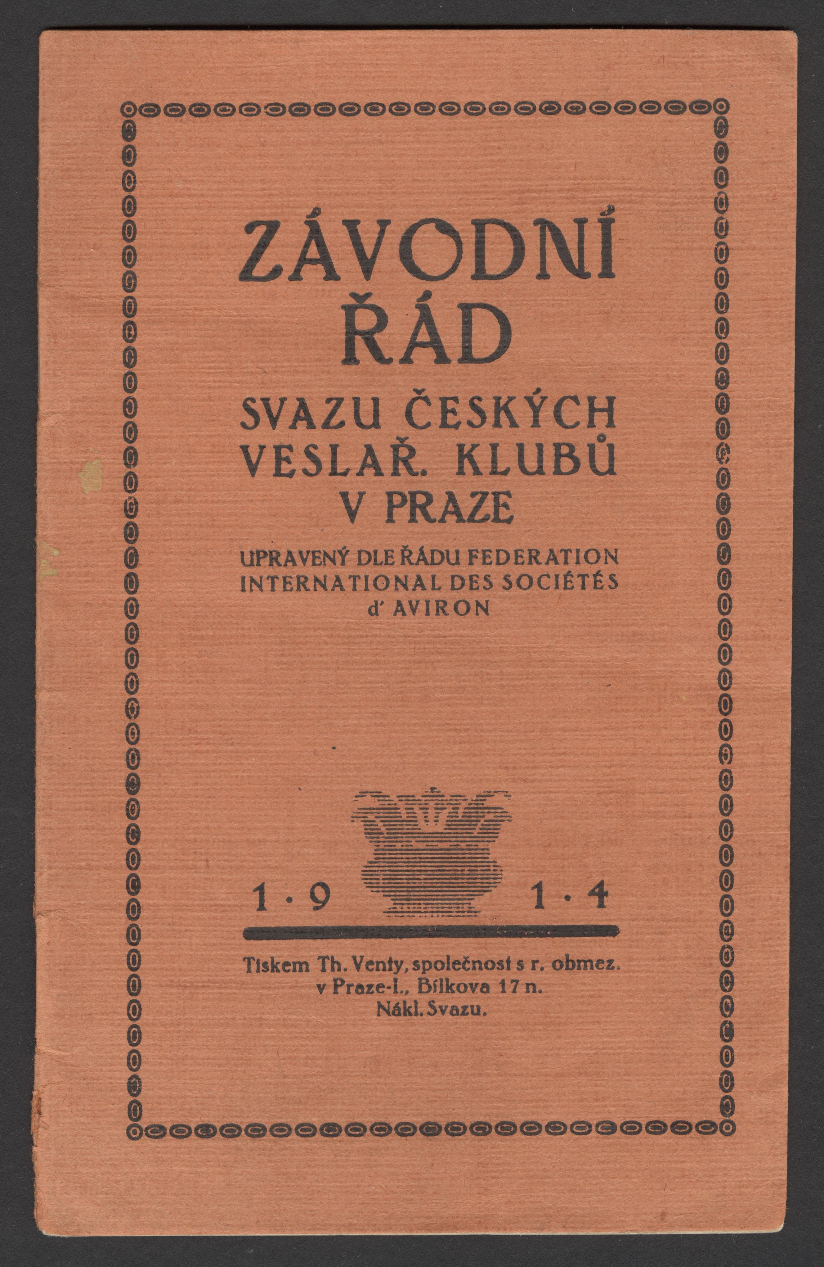 Náhledový obrázek Závodní řád Svazu Českých veslařských klubů v Praze - 1