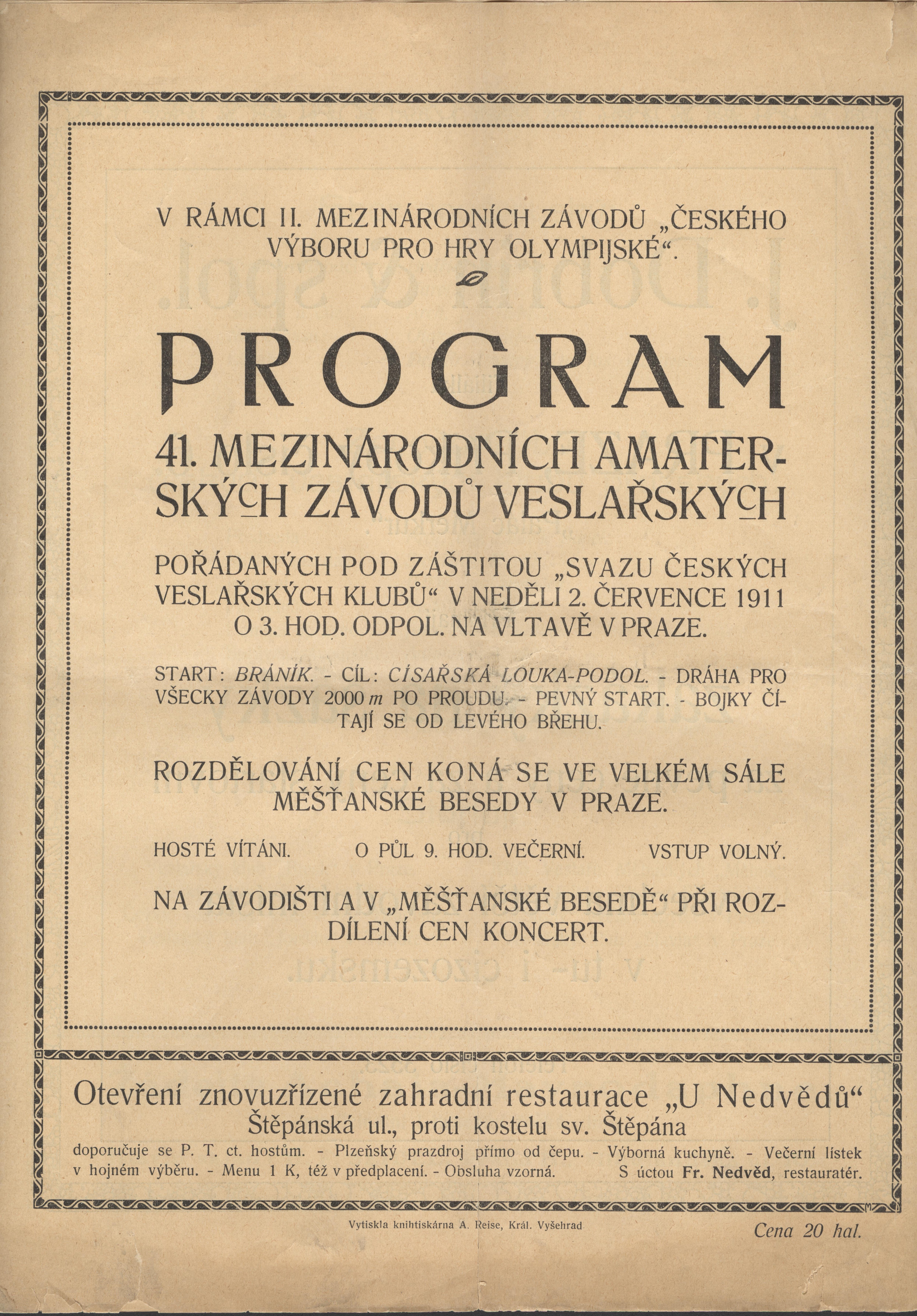 Náhledový obrázek Program 41. mezinárodních amatérských závodů veslařských - 1