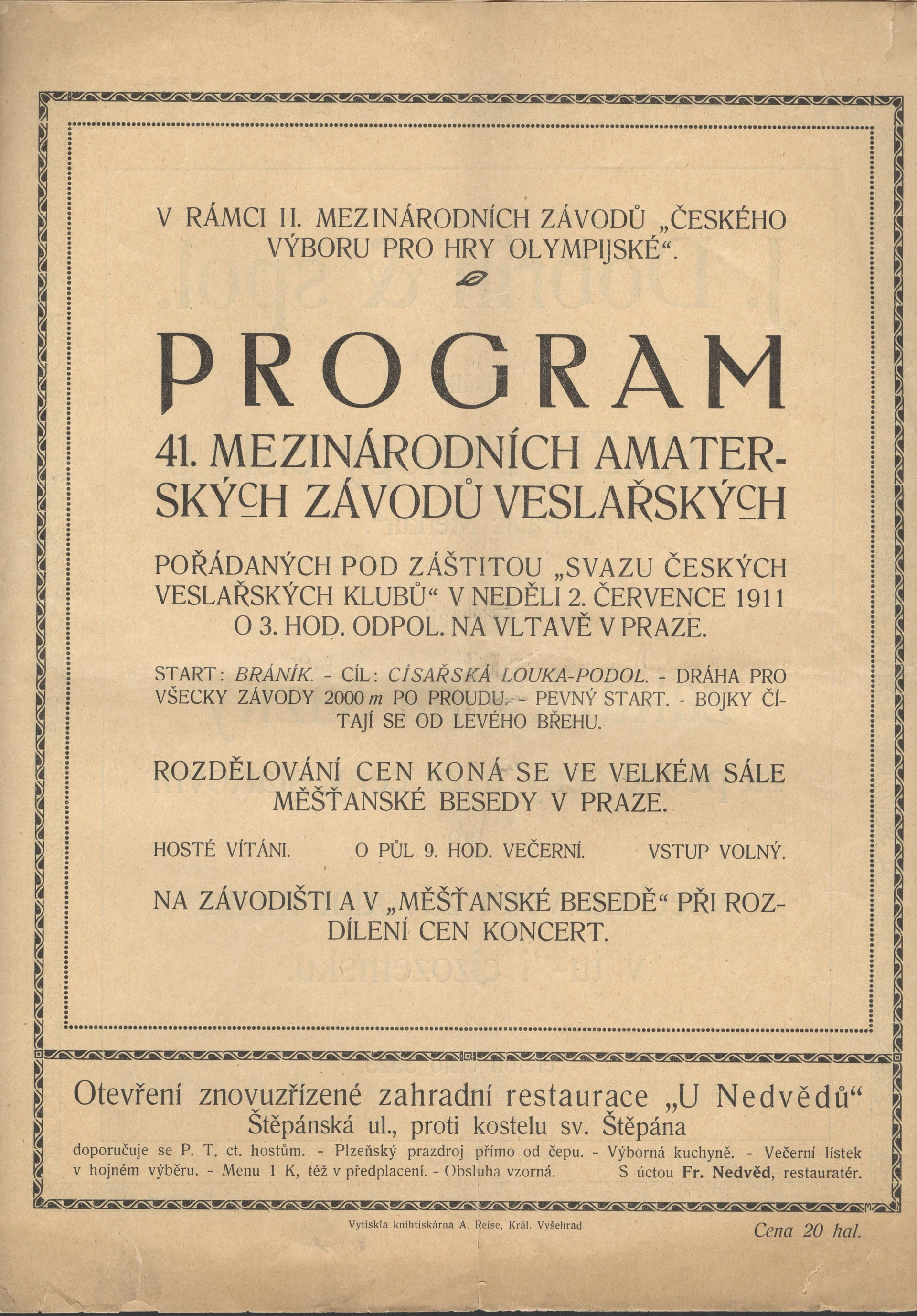Náhledový obrázek předmětu Program 41. mezinárodních amatérských závodů veslařských