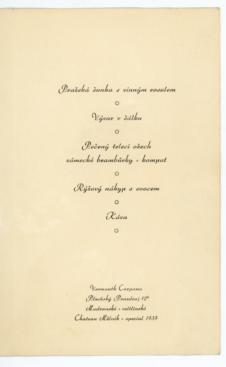 Náhledový obrázek Menu oběda pro prezidenta Edvarda Beneše - 3