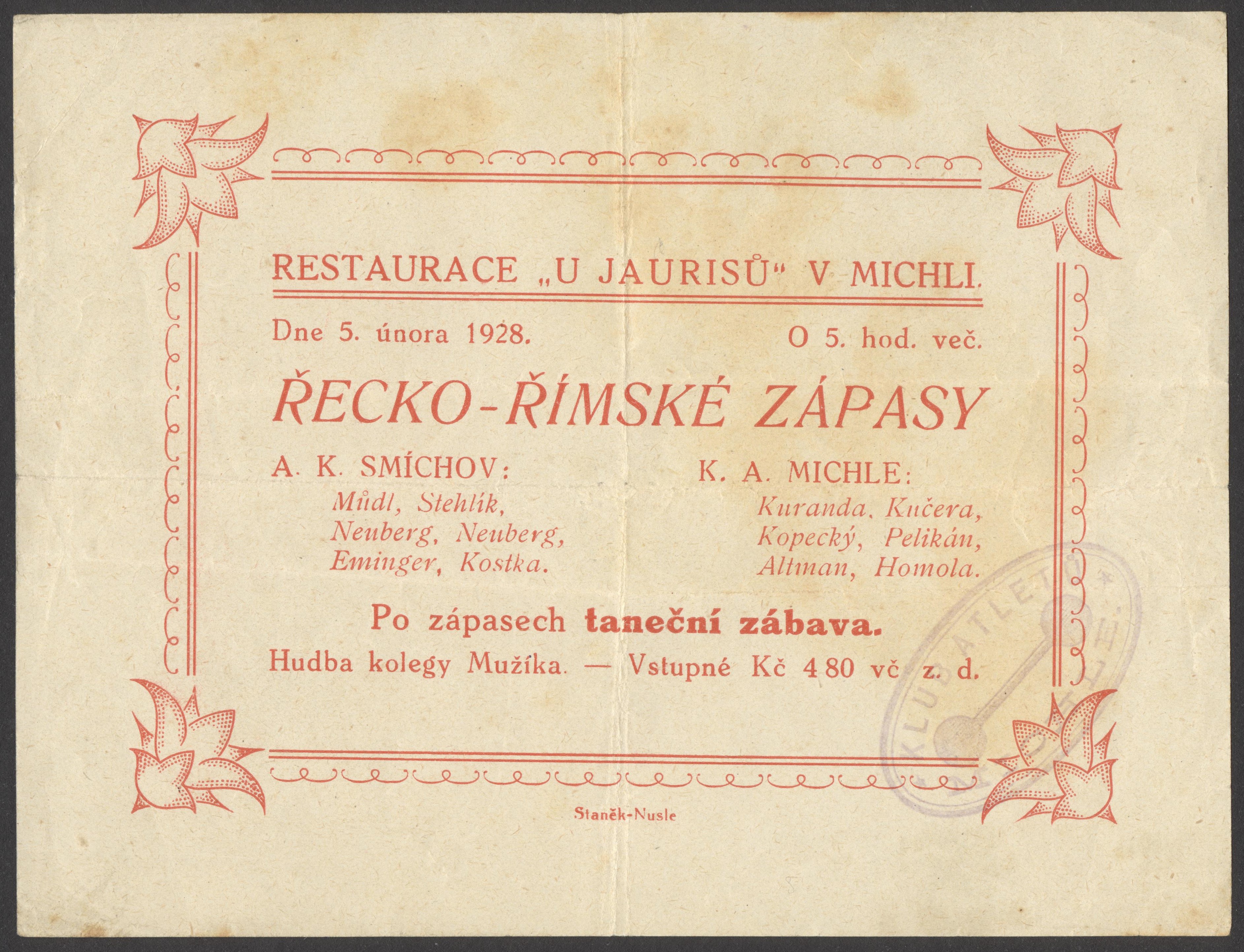 Náhledový obrázek Řecko-římské zápasy v restauraci U Jaurisů v Michli - 1