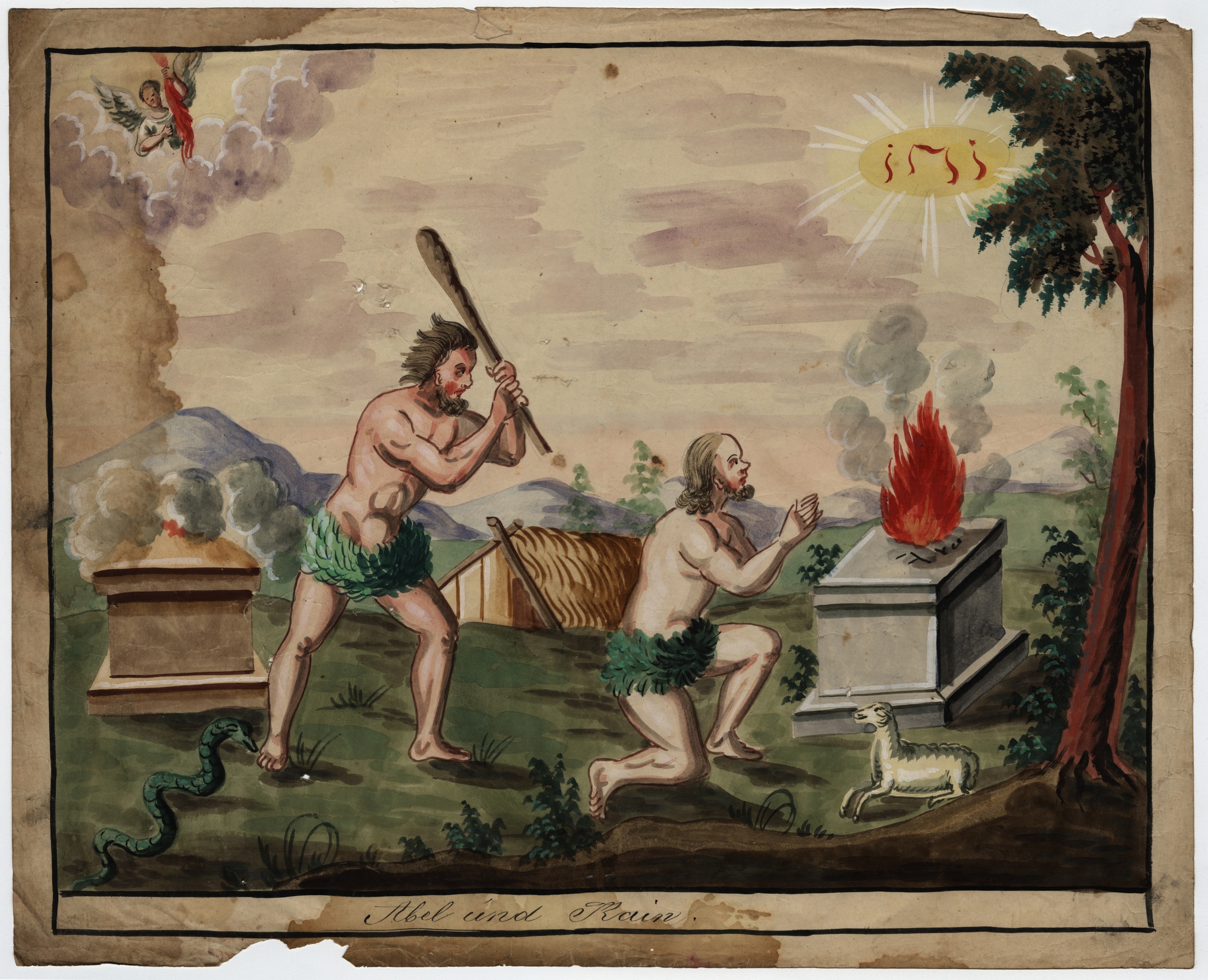 Náhledový obrázek Antonius Aust: Kain a Abel (akvarel) - 1