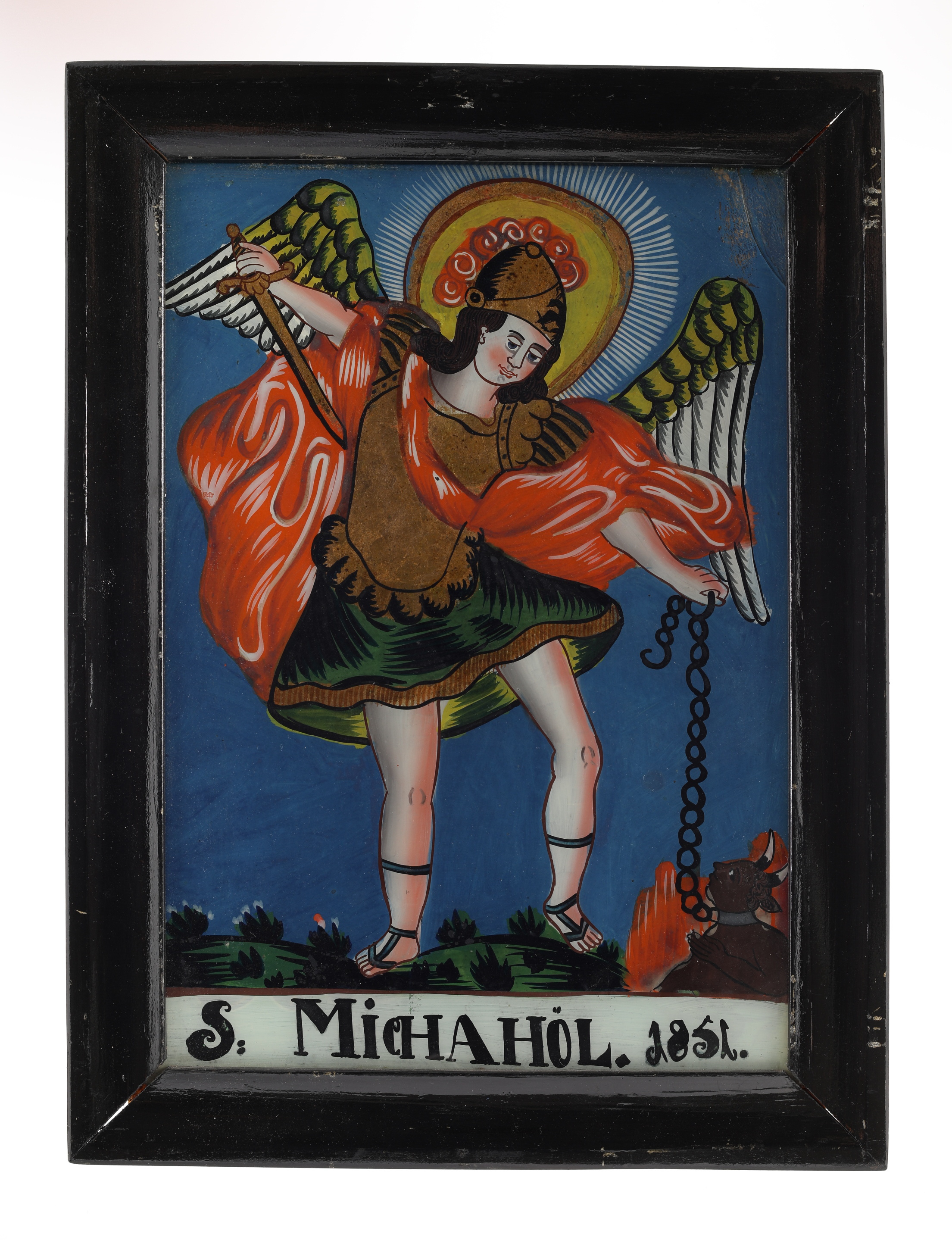 Náhledový obrázek Archanděl Michael (podmalba na skle) - 1