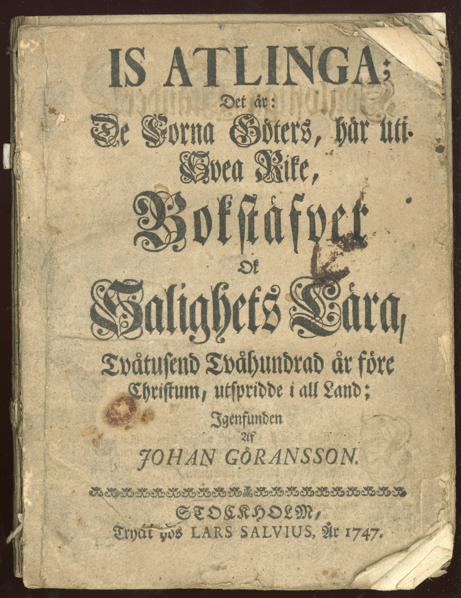 Náhledový obrázek předmětu SF 10248 – Is Atlinga, 1747