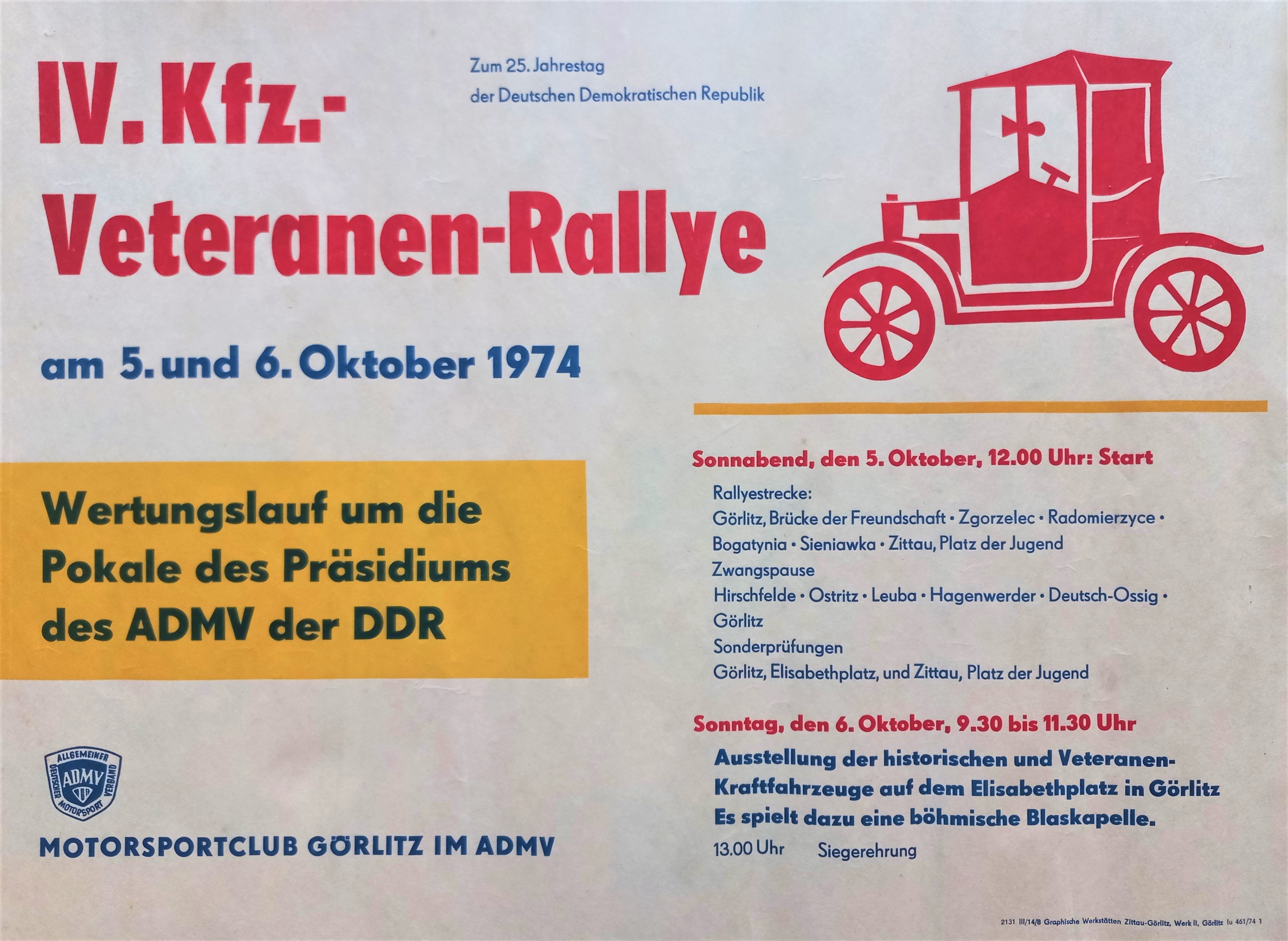 Náhledový obrázek Veteranen Rallye. IV. Kfz. Görlitz 1974 - 1