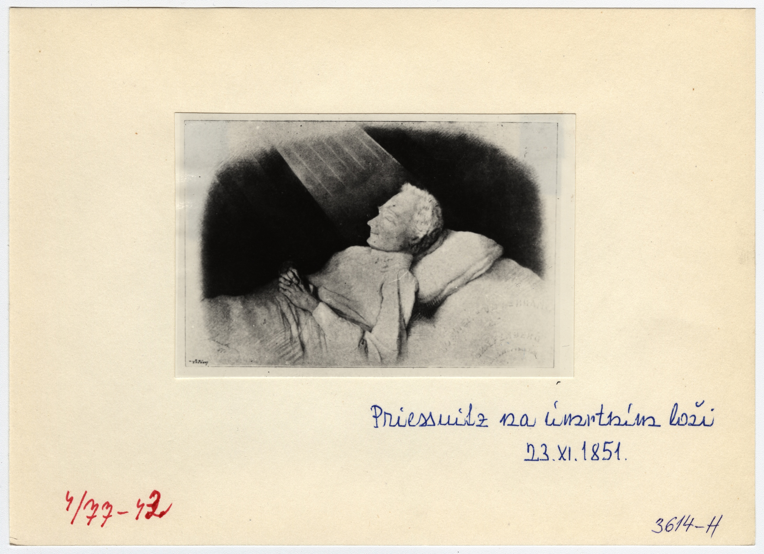 Náhledový obrázek Vincenz Priessnitz na úmrtním loži (reprofoto) - 2