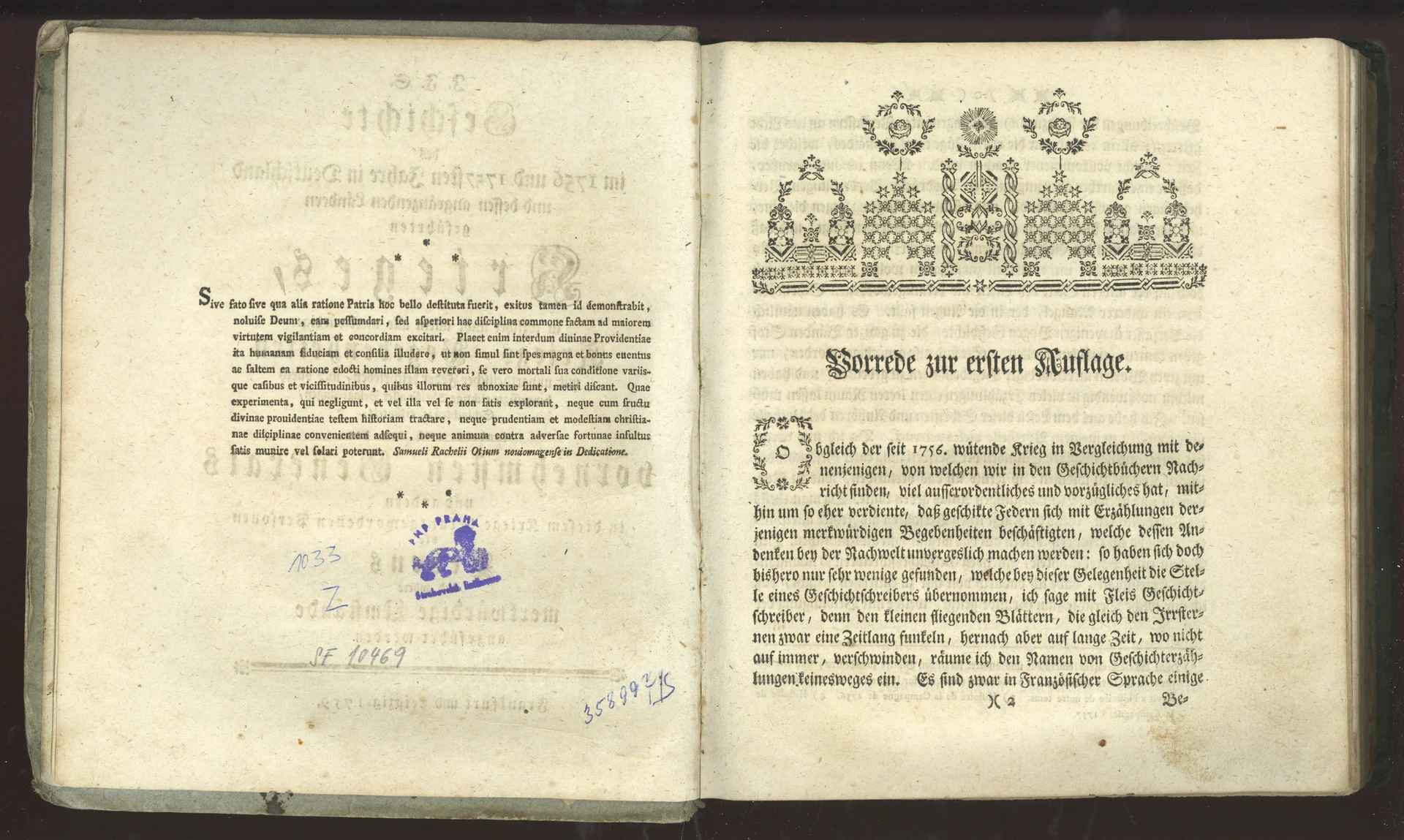 Náhledový obrázek předmětu SF 10469 – Geschichte des seit 1756 Jahre in Deutschland … geführten Krieges, 1., 1759